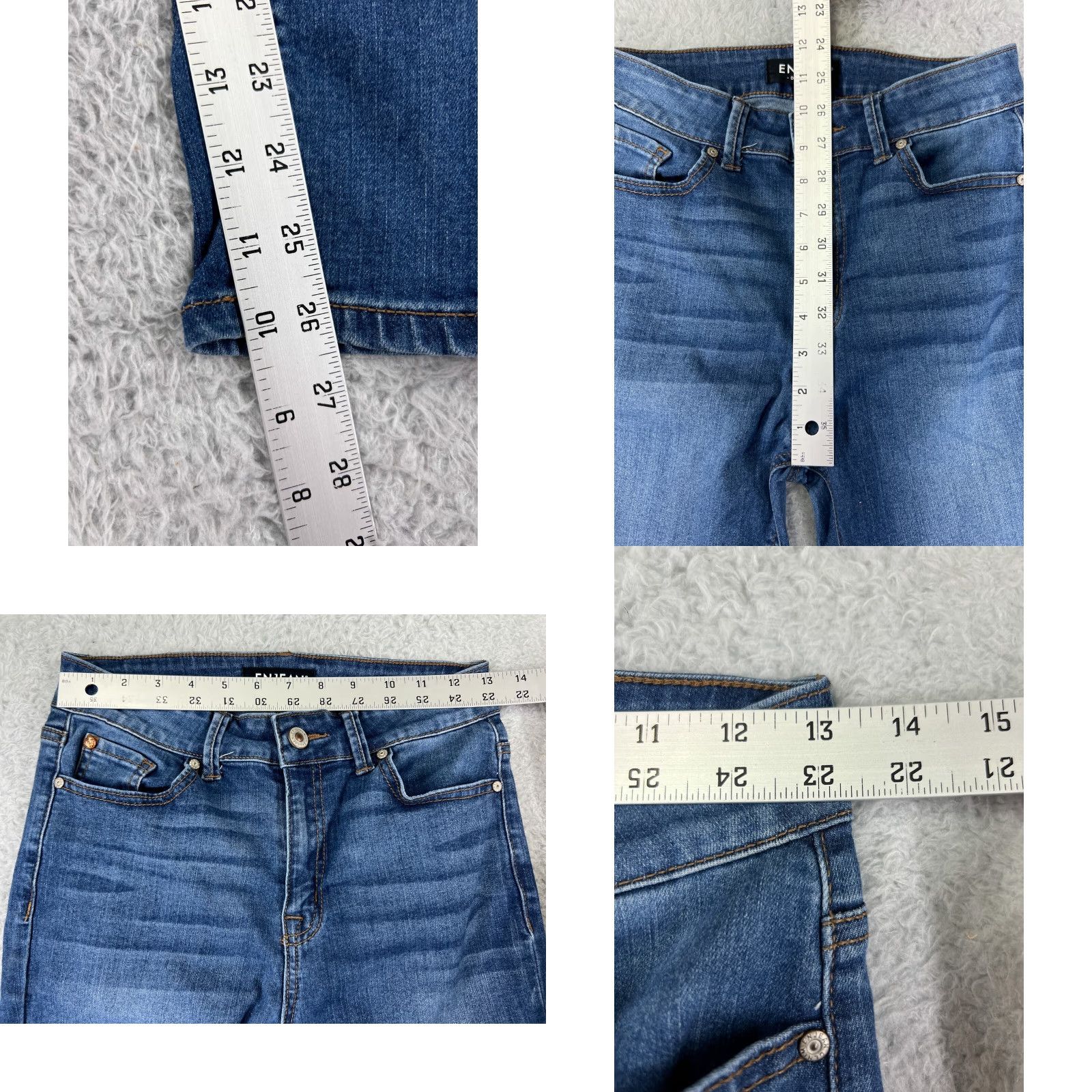 Vintage ENJEAN Jeans Womens 7 Blue Denim Cotton Stretch Skinny Tapered 26x26 Size 28" / US 6 / IT 42 - 9 Thumbnail