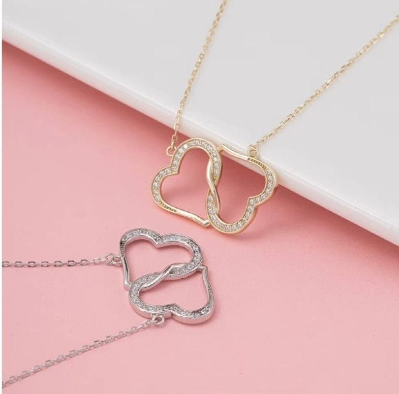 Designer Sterling Silver 2 Hearts Bonded Together For Life Necklace Size ONE SIZE - 4 Thumbnail