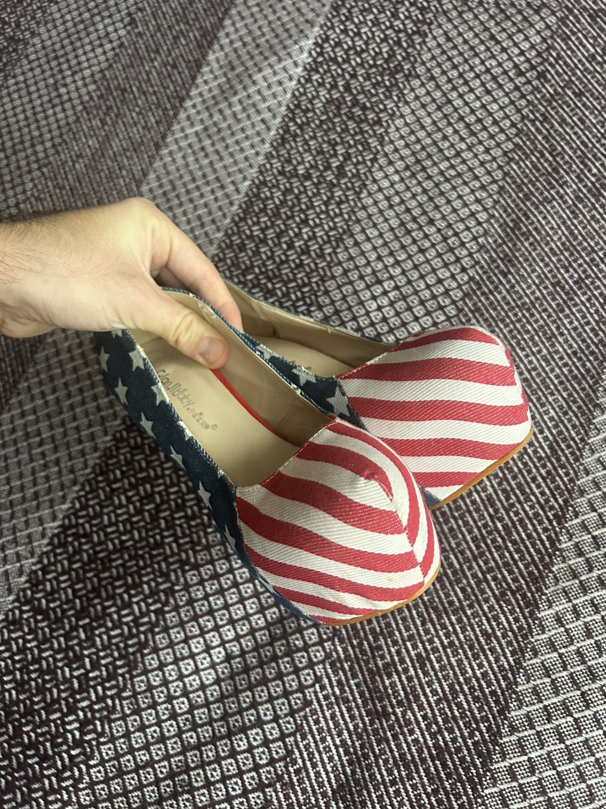 Vintage Vintage Women Heels American Flag Y2K Style Crazy Item Sz 37 Size US 6.5 / IT 36.5 - 7 Thumbnail