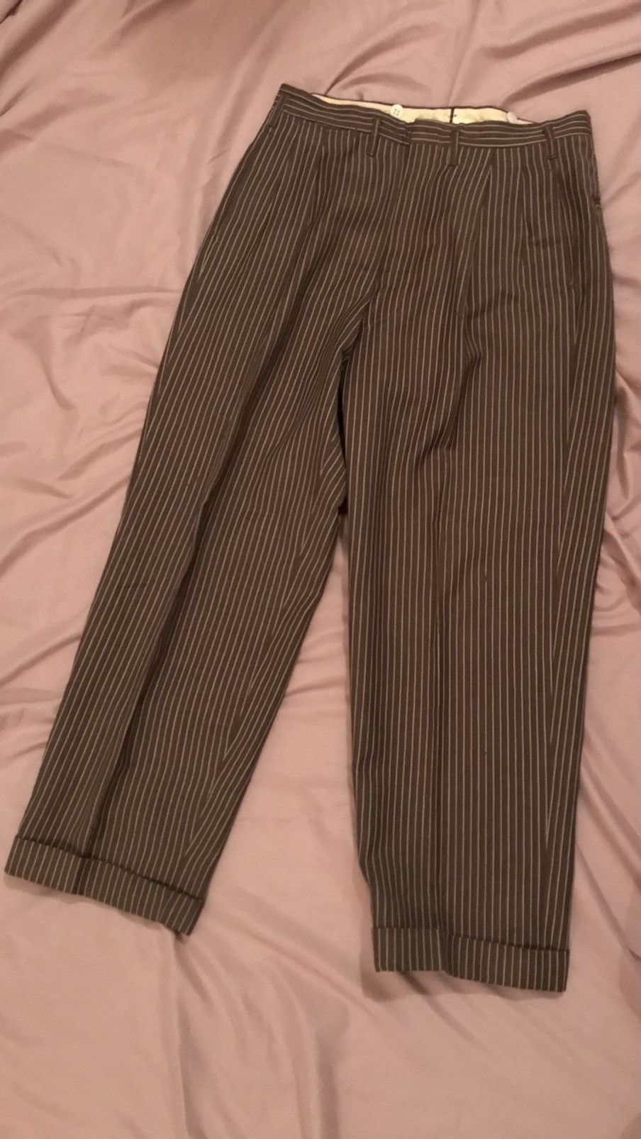 image of Antique Us Made 20S Hollywood Pants In Pure Wool Brown Fabric, Men's (Size 38R)