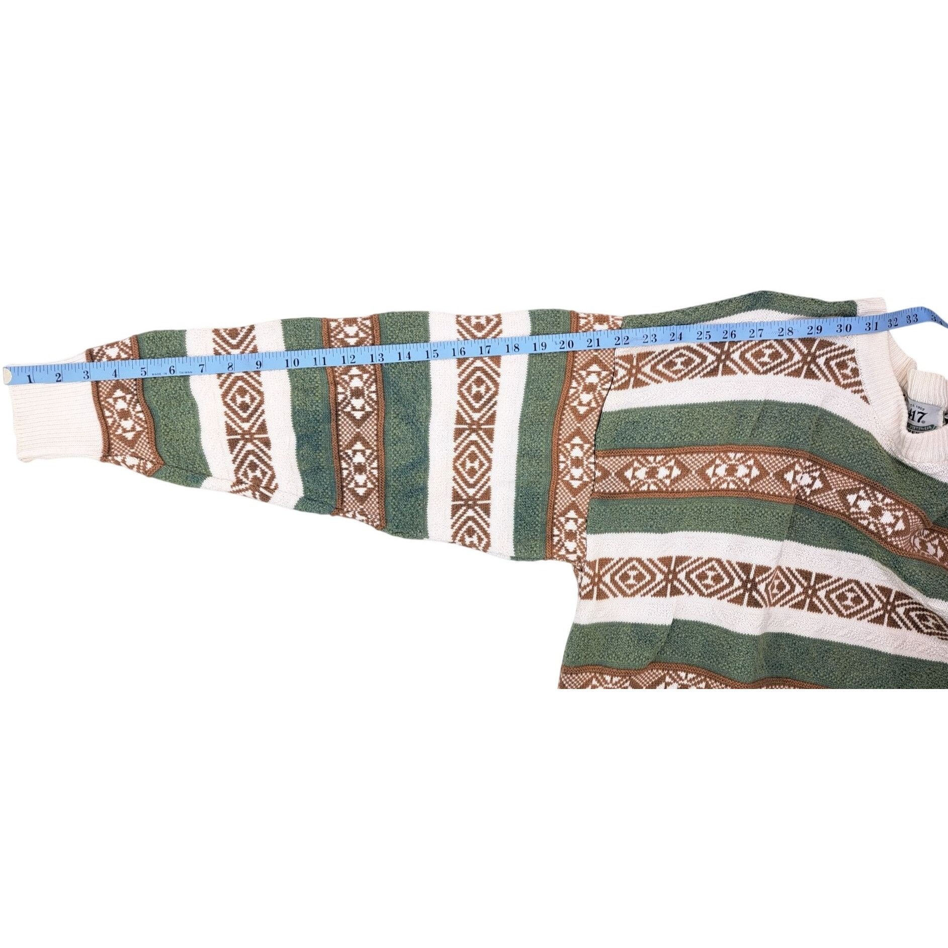Van Heusen Vintage Van Heusen 417 Sweater Men Medium Striped Green Tan Size US M / EU 48-50 / 2 - 5 Thumbnail