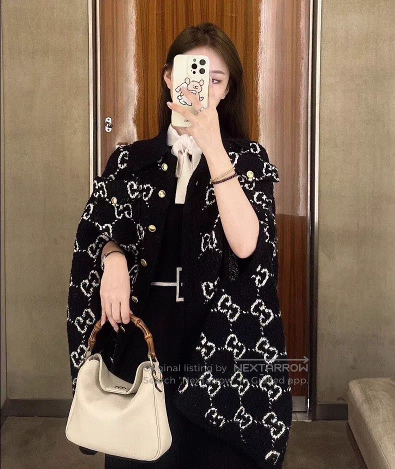 Gucci Gucci Black logo jacquard full-print cotton lapel cloak co Size XXS / US 00 / IT 34 - 9 Thumbnail