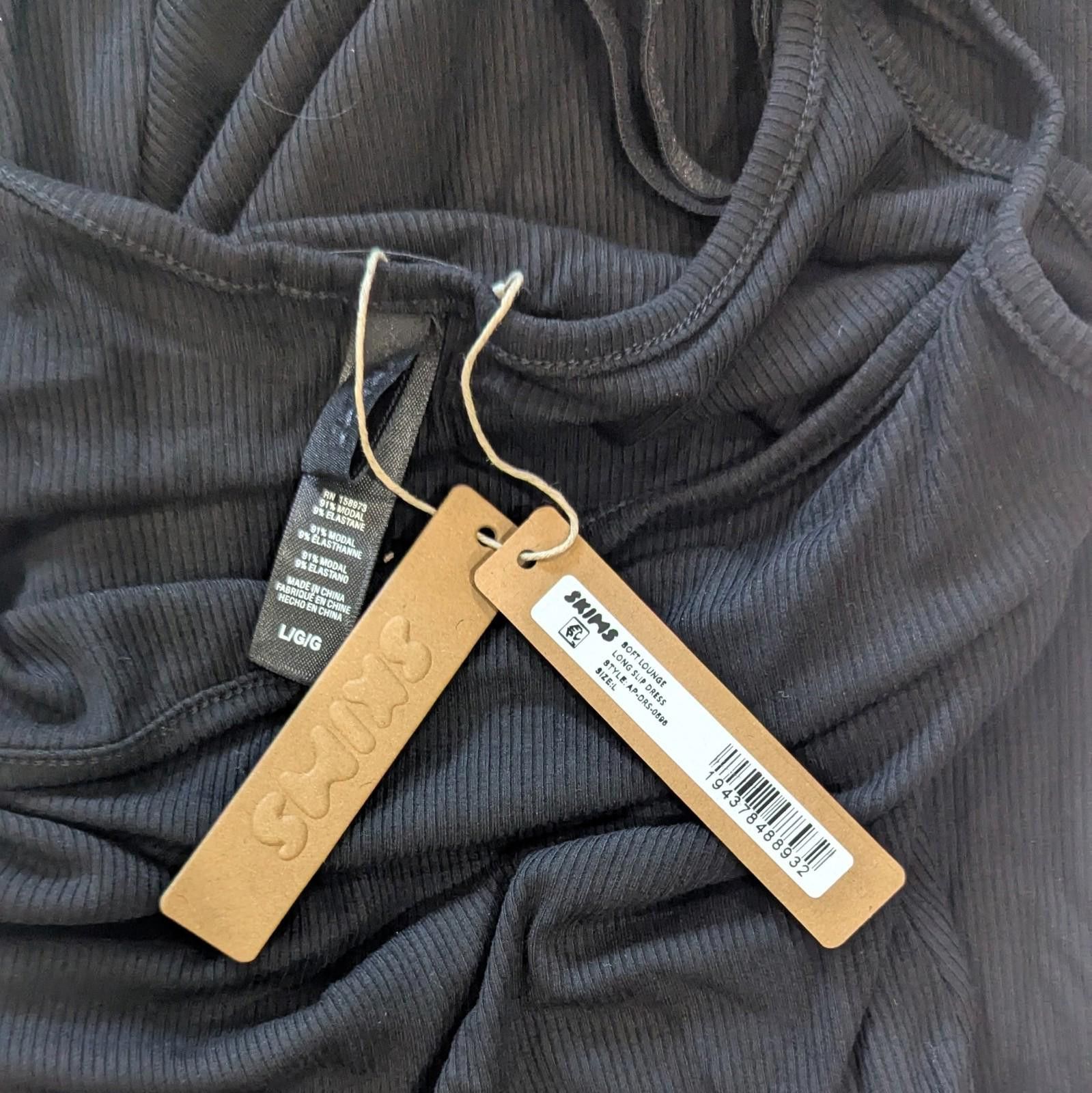 NWT SKIMS Soft Lounge Long Slip Dress Black Onyx Size L