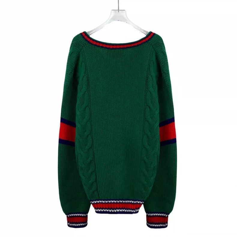 Gucci Green Cable Knit VNeck Sweater-2505 Size M / US 6-8 / IT 42-44 - 2 Thumbnail