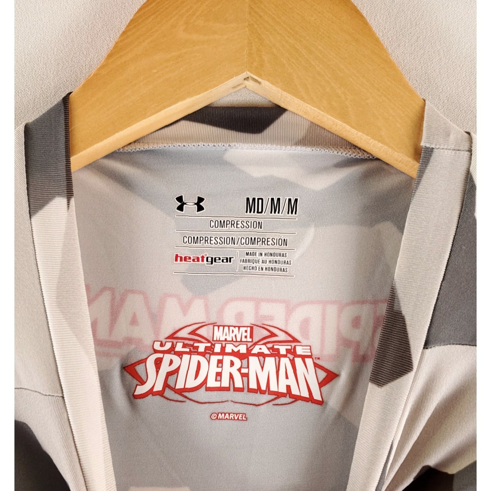 Under Armour Under Armour Spider-Man Compression HeatGear Shirt Gray Camo Mens M Shirt Size US M / EU 48-50 / 2 - 3 Thumbnail