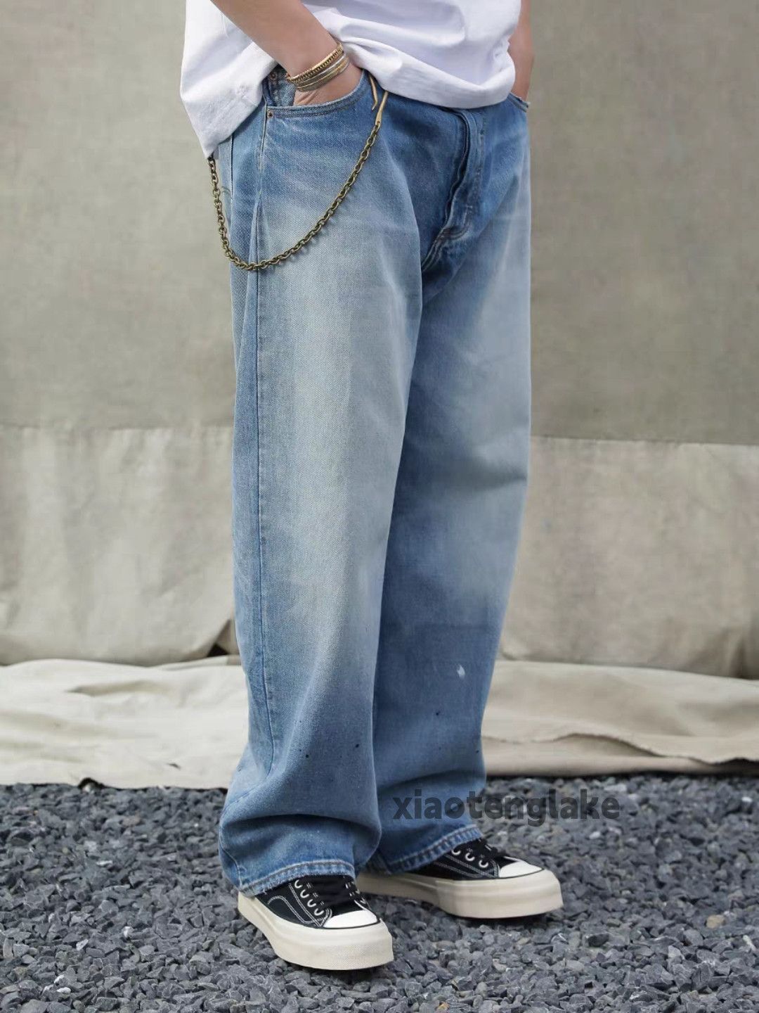 Designer × Jean × Vintage Unisex washed faded cleanfit loose baggy jeans Size US 32 / EU 48 - 2 Thumbnail
