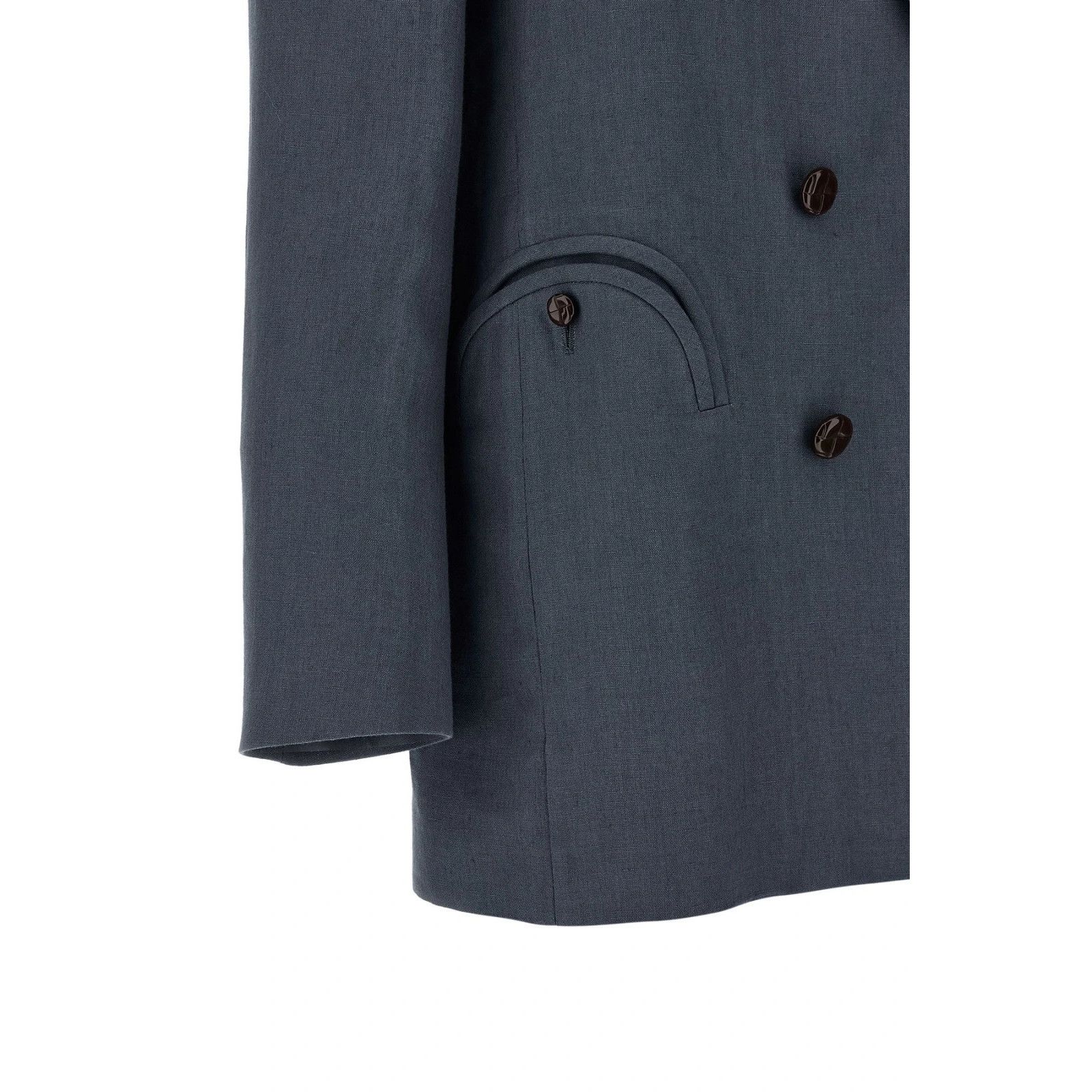 Other BLAZE MILANO Midday Sun Everyday Double Breasted Blue Linen Size S / US 4 / IT 40 - 4 Thumbnail