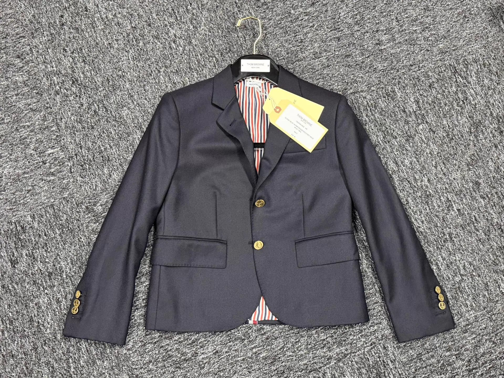 Thom Browne Thom Browne Women's Navy Gold Button Short Jacket Stripe Size M / US 6-8 / IT 42-44 - 3 Thumbnail