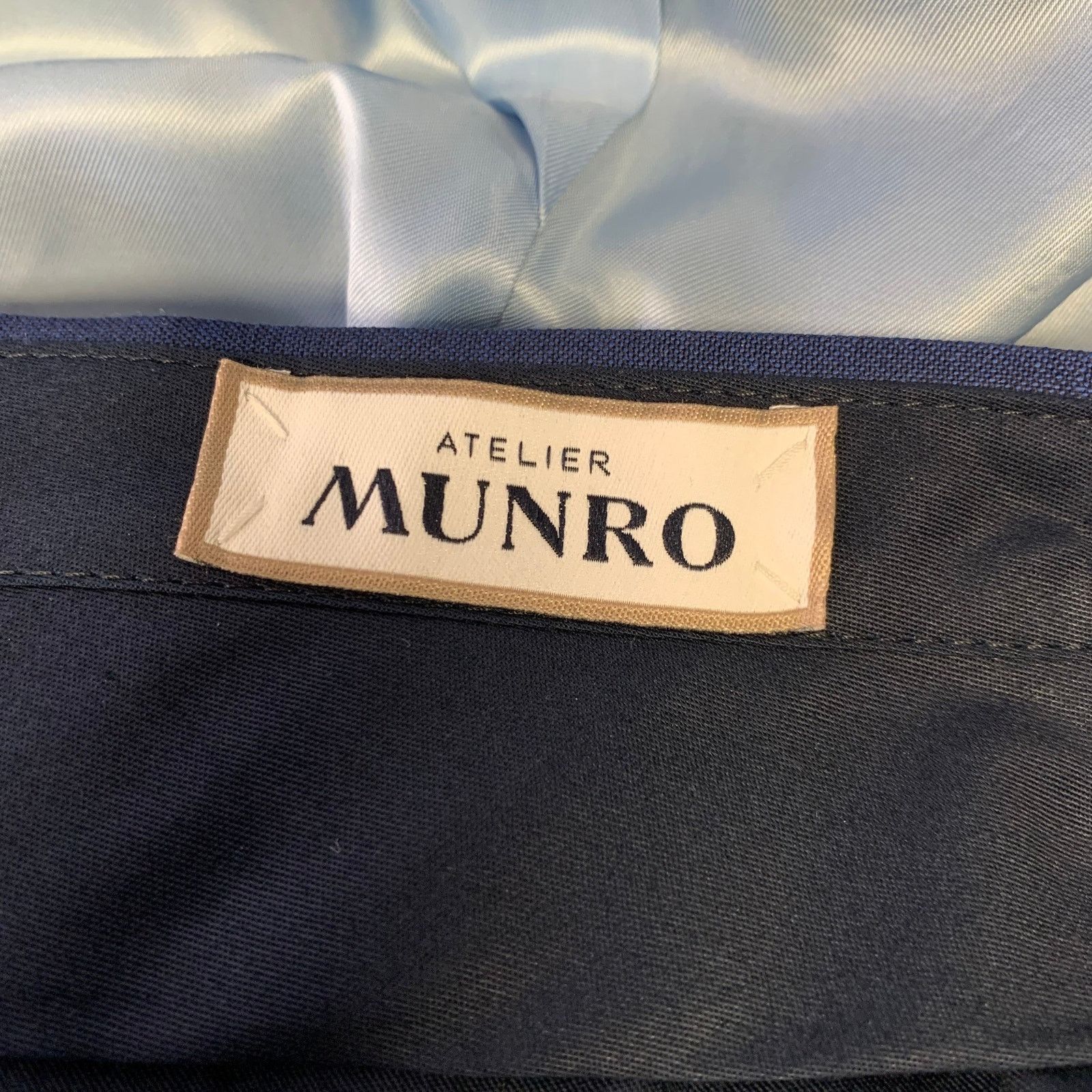 Other ATELIER MUNRO Size 38 Blue Stripe Wool Peak Lapel Suit Size 38R - 12 Thumbnail
