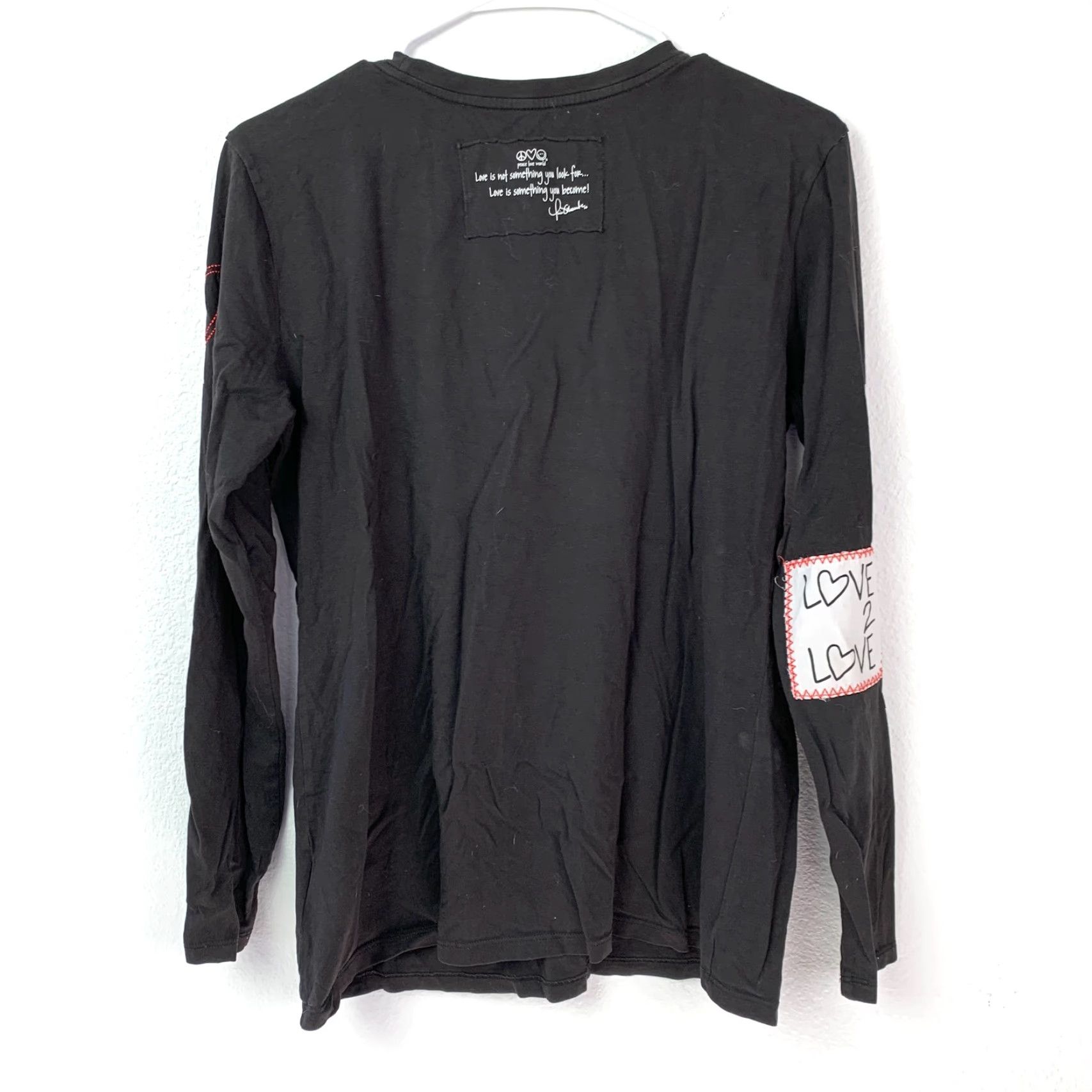 Vintage VINTAGE Peace Love World Women's T-Shirt Black Long Sleeve I Am Blessed Patch XS Size XS / US 0-2 / IT 36-38 - 4 Thumbnail