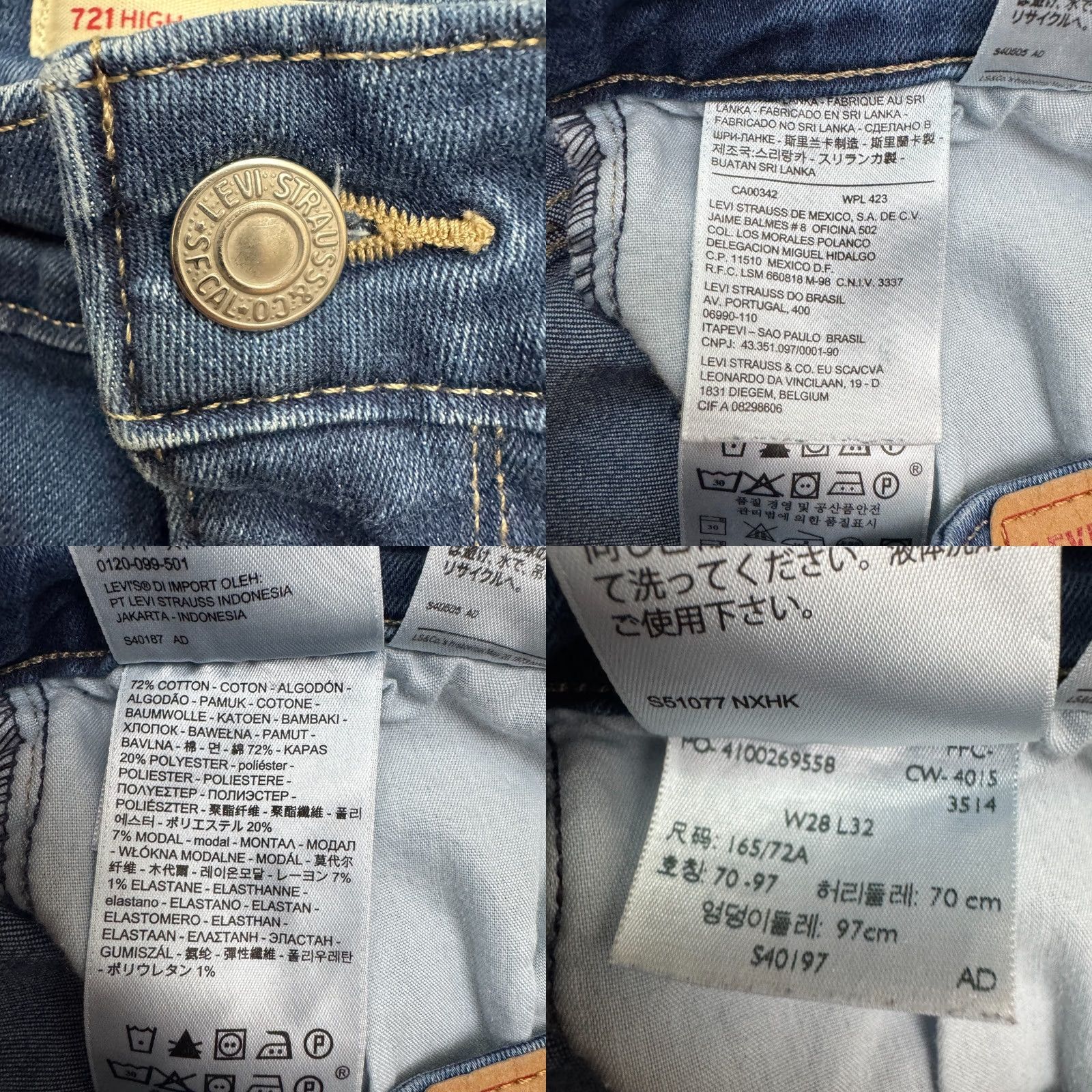 Levi's Levi's 721 High Rise Skinny Distressed Denim Jeans Womens 28 Blue Stretch Casual Denim Levi's 700 Series Slim Regular 5-Pocket Rise High Size 28" / US 6 / IT 42 - 8 Thumbnail