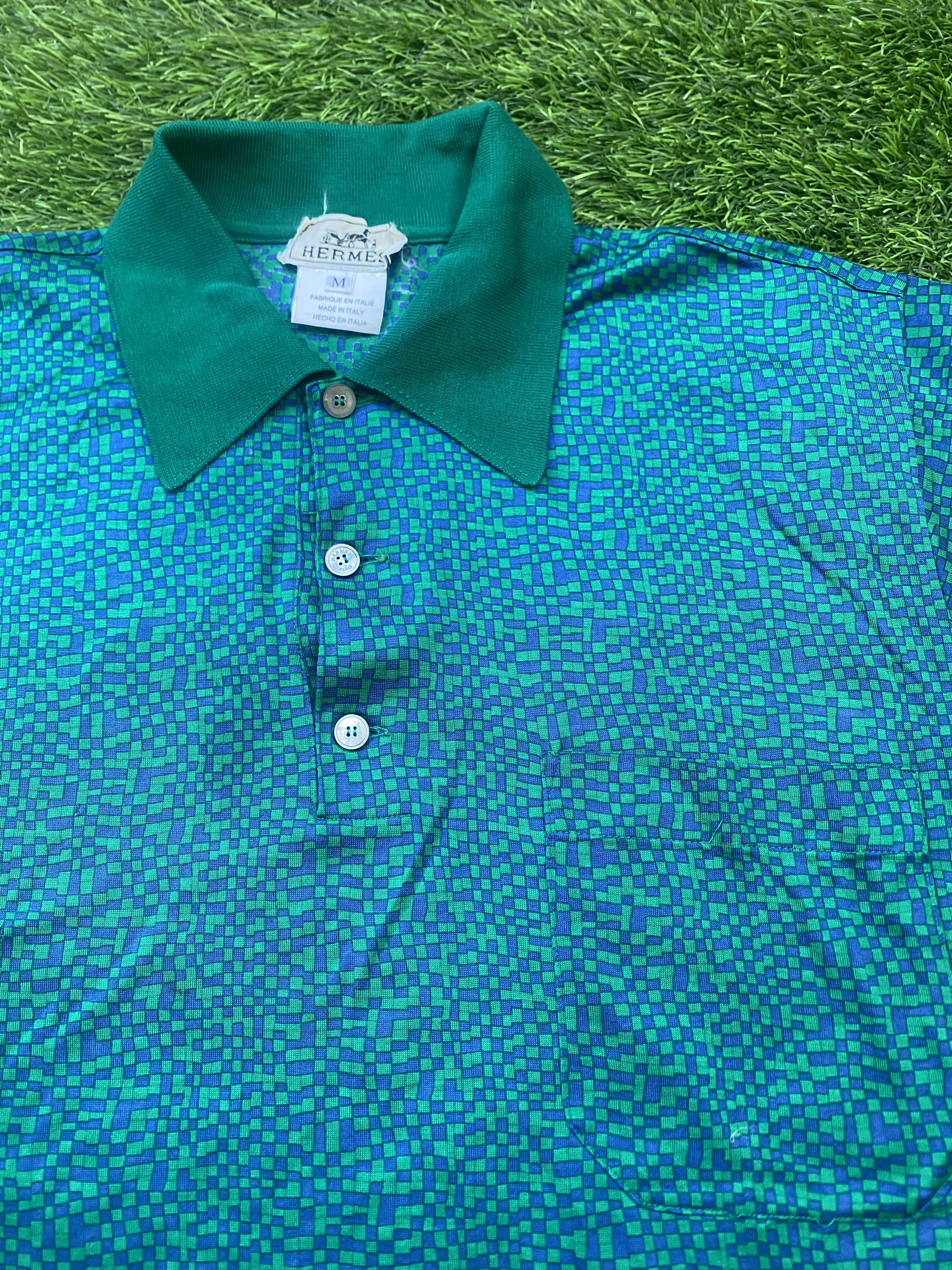 HERMES ポロシャツ　polo shirts 70s 80s 90s Hermes Women's XL 1990s Rythmes Gold Navy Nautical Vintage