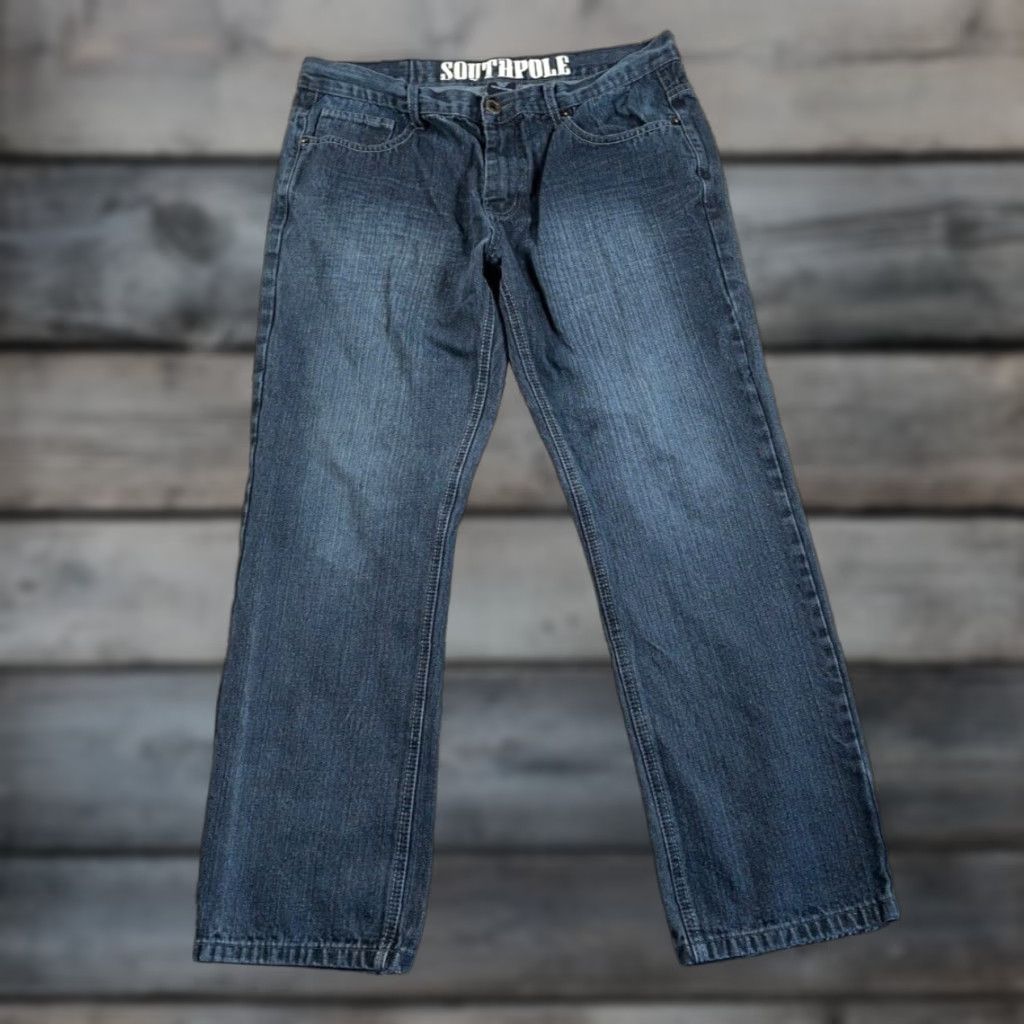 Southpole Southpole Jeans Straight Leg Men's 36 x 30 Dark Blue Denim Streetwear Low Rise Version Vintage Yes Size US 36 / EU 52 - 1 Thumbnail
