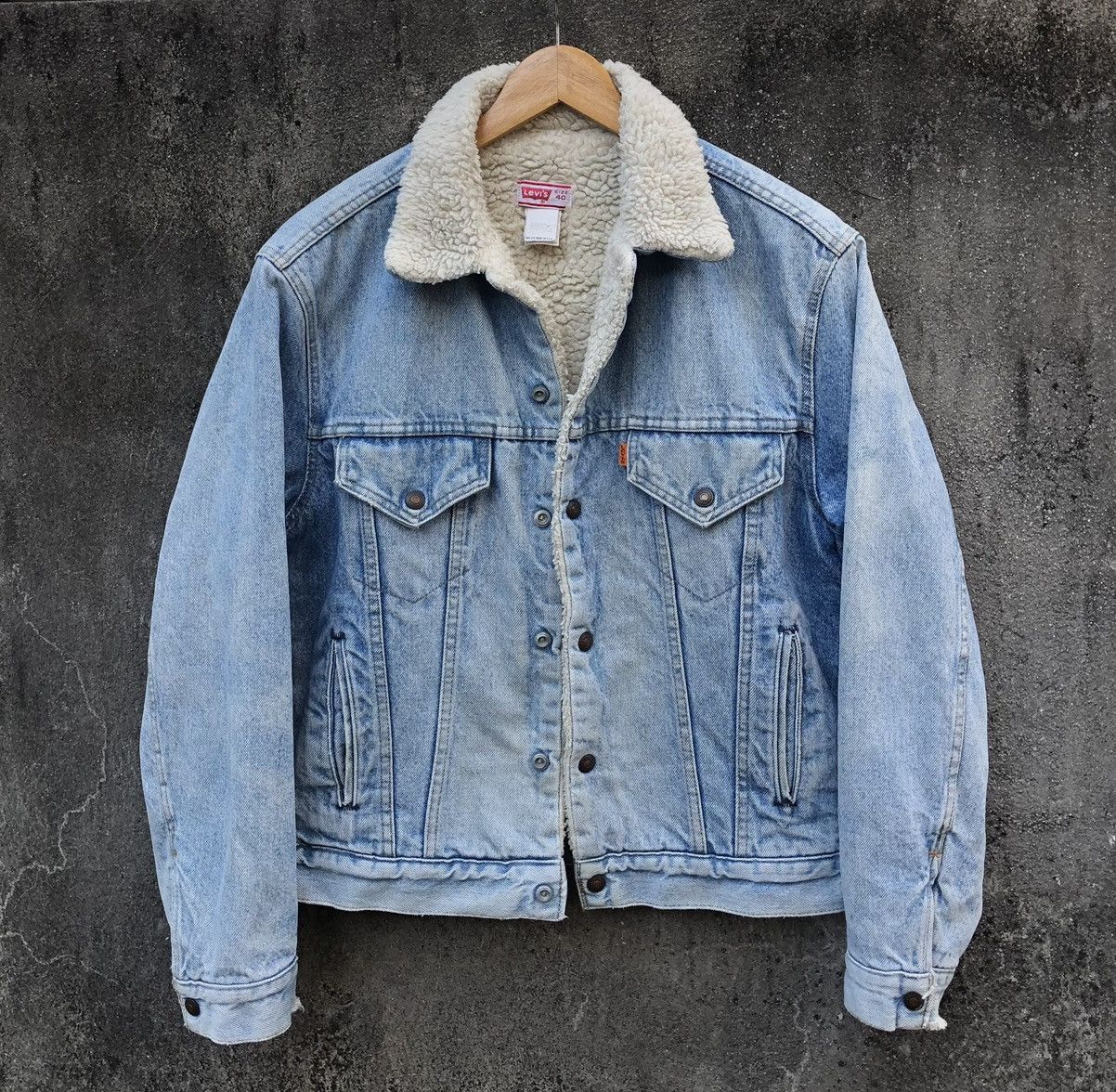 Levi's Vintage Levis Orange Tab Sherpa Lined Denim Trucker Jacket 🇺🇸 Size US L / EU 52-54 / 3 - 5 Thumbnail