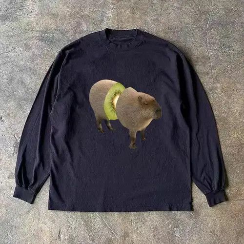 Japanese Brand × Vintage Black washed retro capybara print long sleeve t-shirt Size US L / EU 52-54 / 3 - 3 Thumbnail