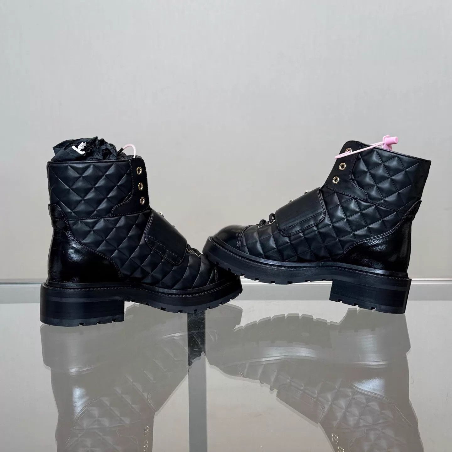Chanel Chanel black and gold CC quilted short boots 36 New Unused Size US 5.5 / IT 35.5 - 6 Thumbnail