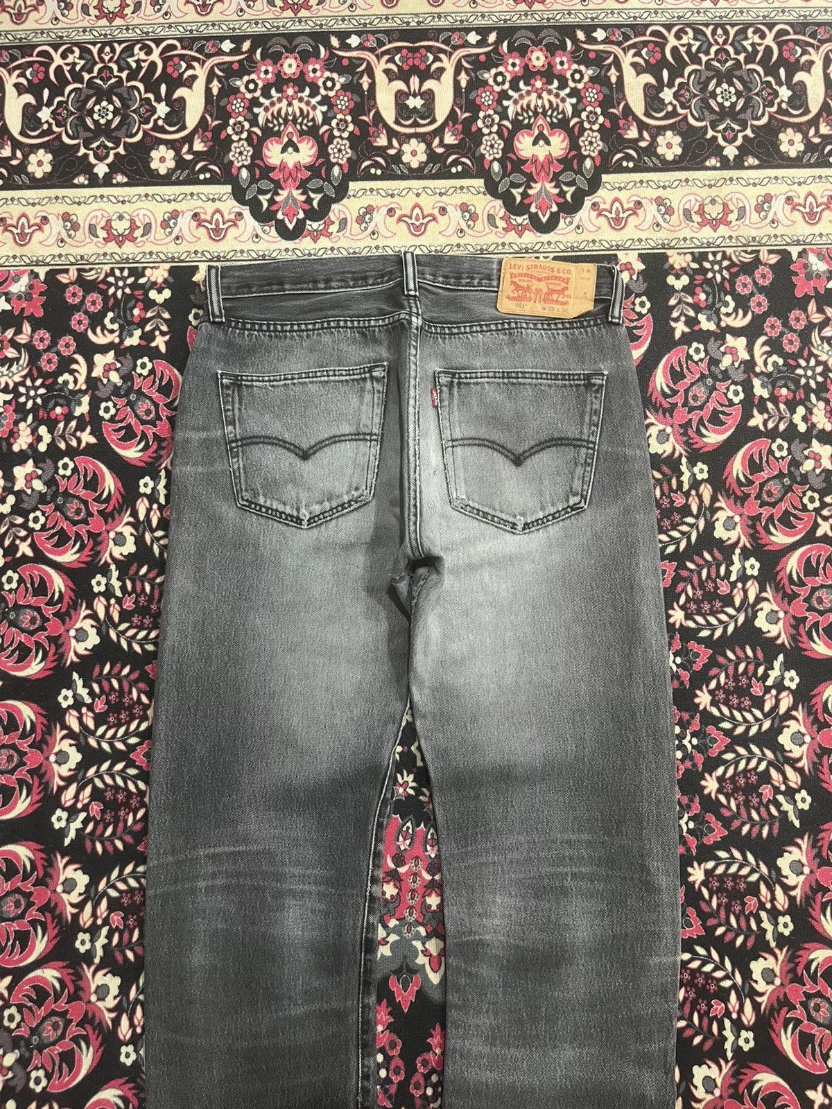 Levi's Vintage Y2K 501 Grey Washed Buttonfly Straight Leg Jeans Size US 32 / EU 48 - 8 Thumbnail