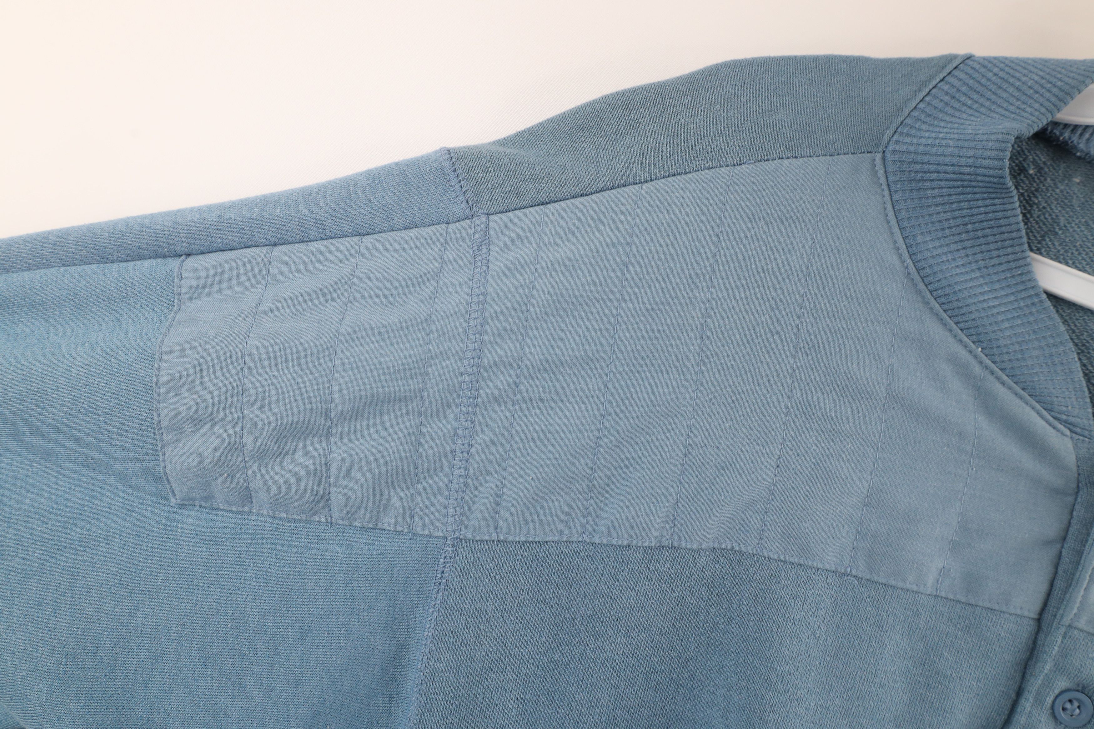 Vintage Vintage 90s Streetwear Blank Henley Pullover Sweatshirt Blue Size US L / EU 52-54 / 3 - 8 Thumbnail