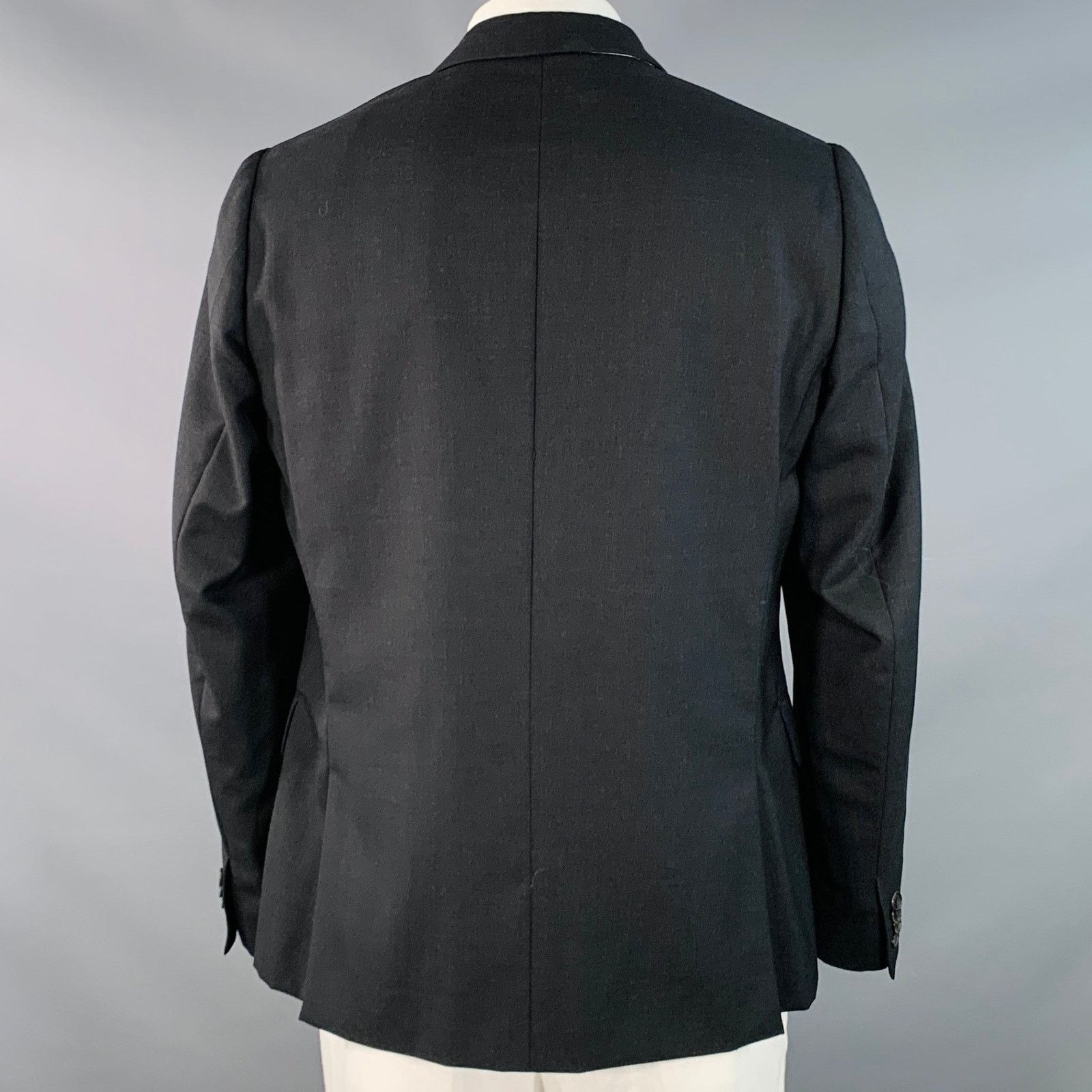Paul Smith Size 44 Regular Soho Black Twill Wool Notch Lapel Sport Coat Size 44R - 3 Thumbnail