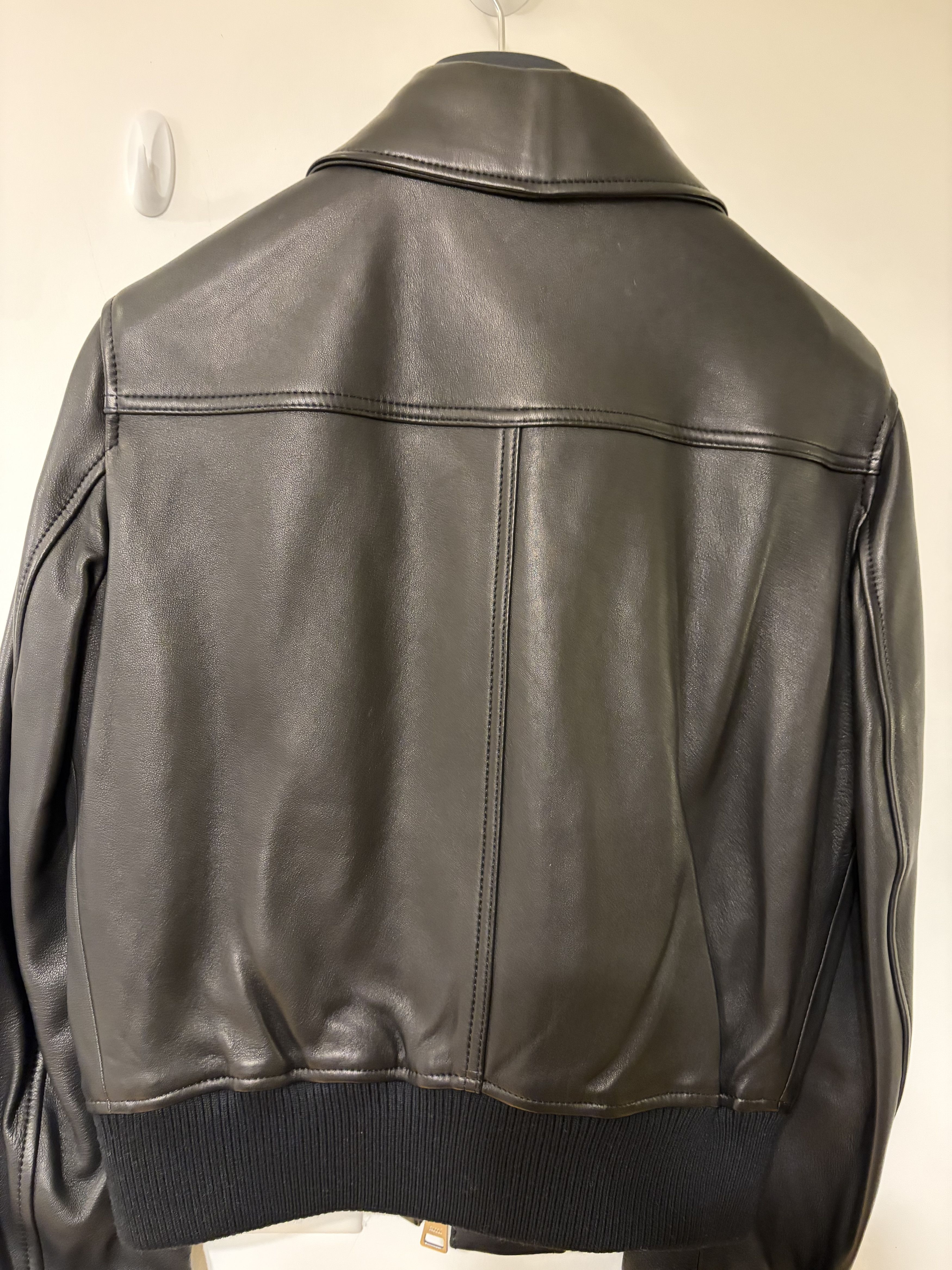 AMI AMI Paris Black Lambskin Leather Bomber Jacket – Size S NWT Size US S / EU 44-46 / 1 - 2 Thumbnail