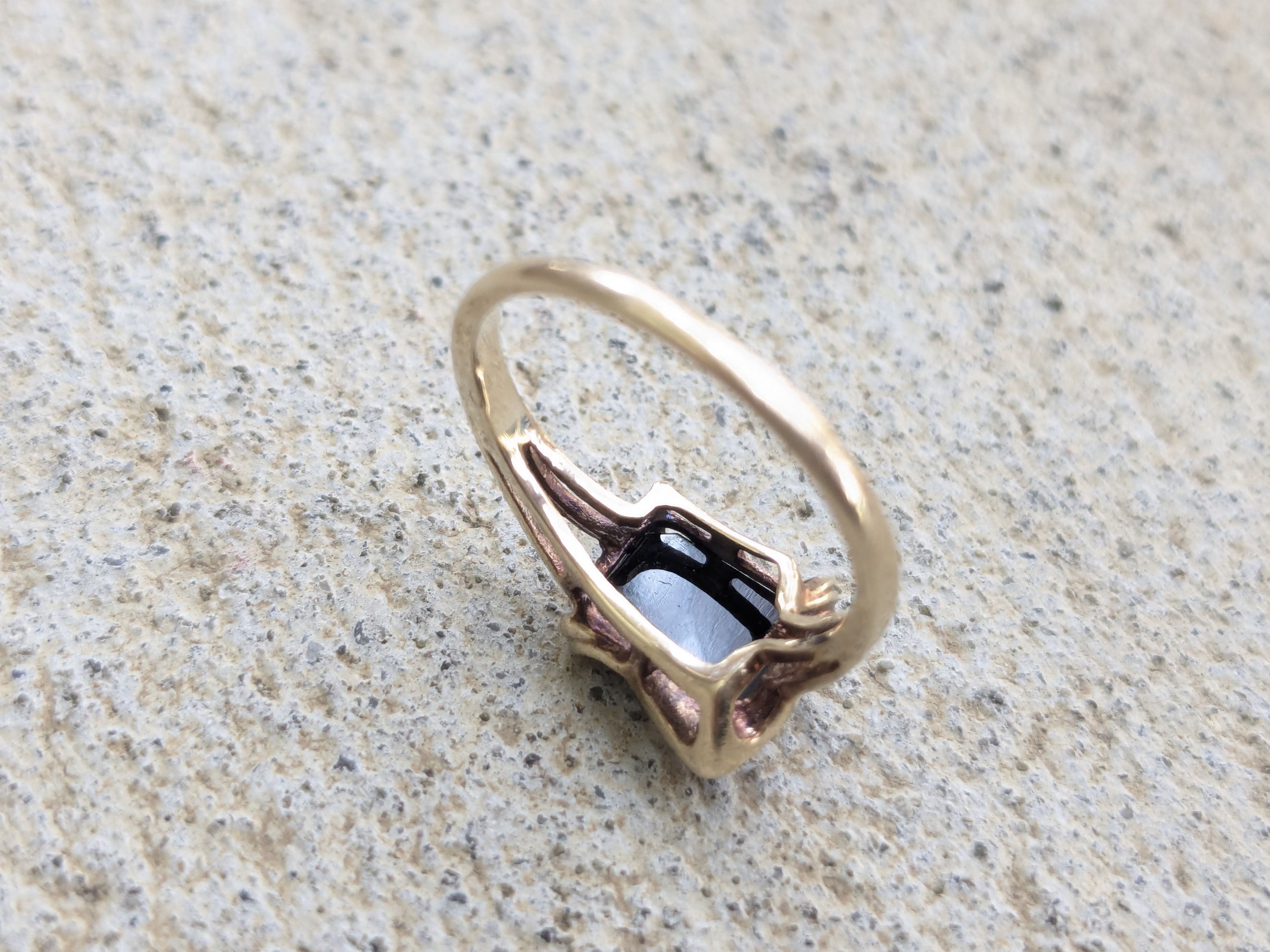 Jewelry × Vintage 10k Yellow Gold Ring Black Onyx Diamond 5.75 Size ONE SIZE - 8 Thumbnail