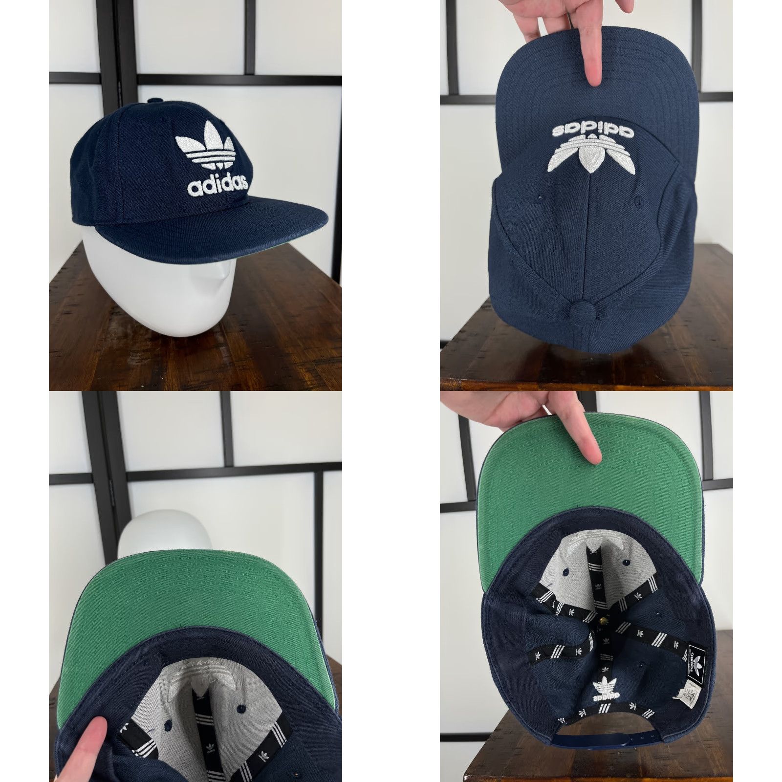 Adidas Adidas Hat Cap Snap Back One Size Blue Green Embroidered Trefoil Wool Blend Mens Cap Hat Size ONE SIZE - 8 Thumbnail