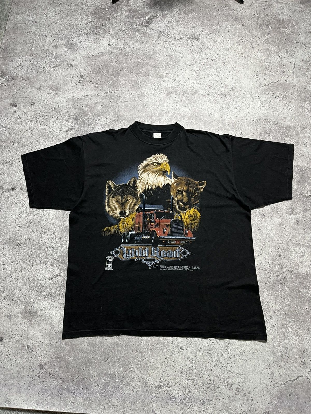 Vintage 90s WILD ROAD American Truck Harley Davidson T-shirt