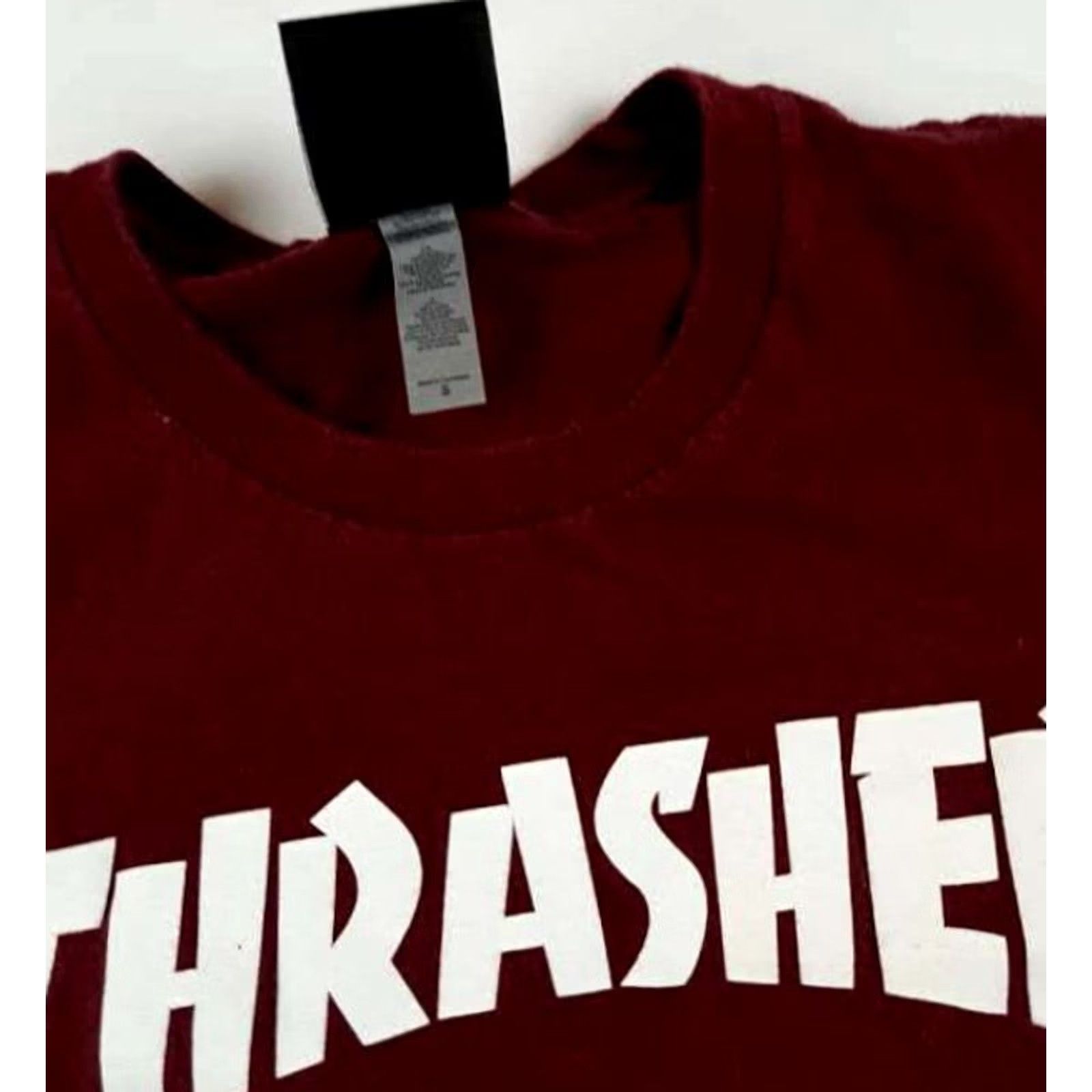 Thrasher VINTAGE Thrasher Size S T-Shirt Burgundy & Dark Grey Skateboarding Men's Size US S / EU 44-46 / 1 - 7 Thumbnail