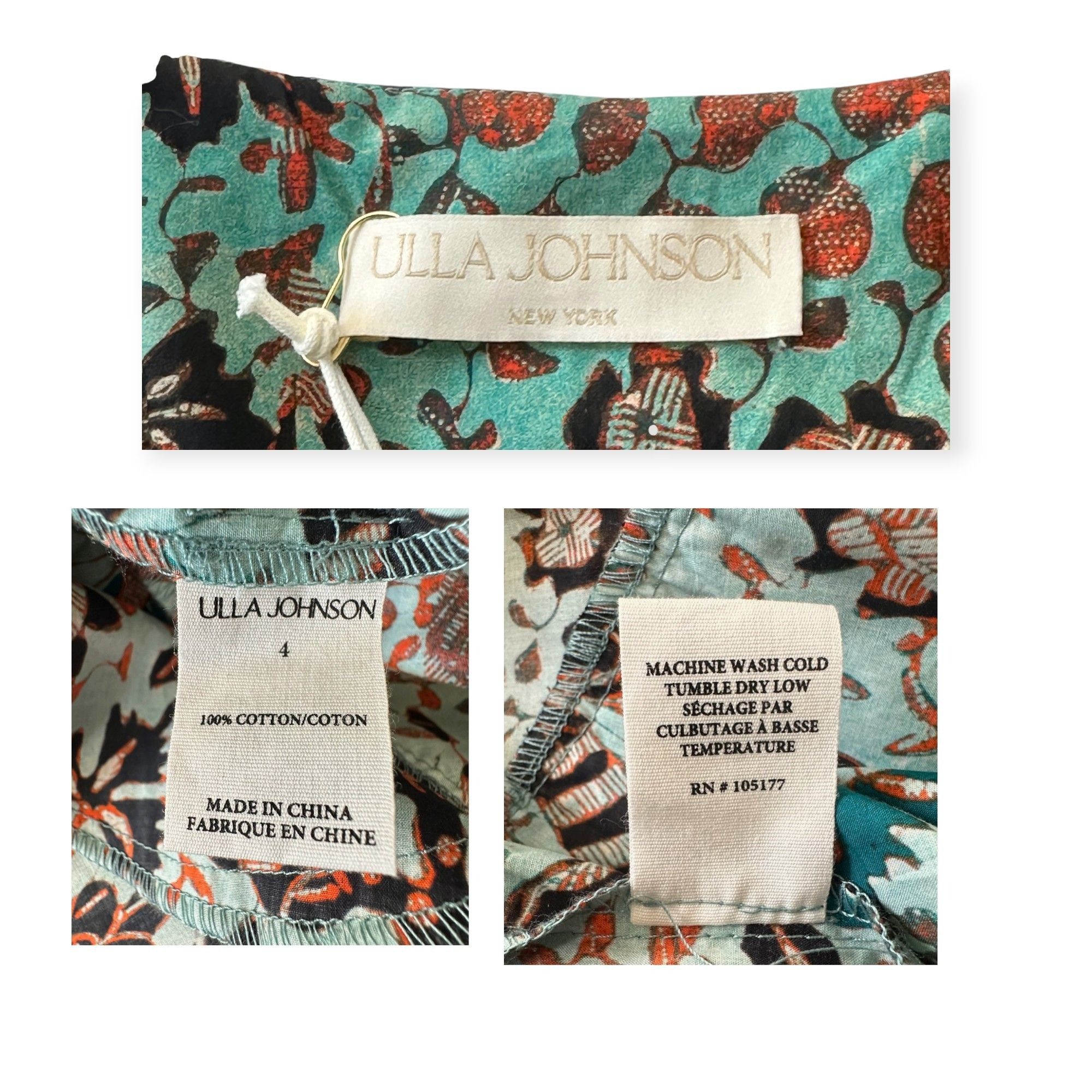 Ulla Johnson Ulla Johnson Delila Dress Jade Floral Print Cotton Midi Size Size S / US 4 / IT 40 - 4 Thumbnail