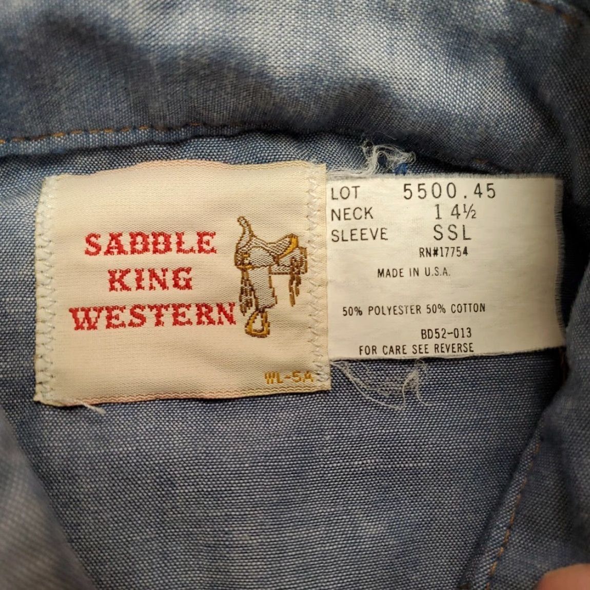 Vintage VTG Saddle King Shirt Sz 14.5 Blue Chambray Pearl Snap Western Shepp Ranch Idaho Size US S / EU 44-46 / 1 - 4 Thumbnail