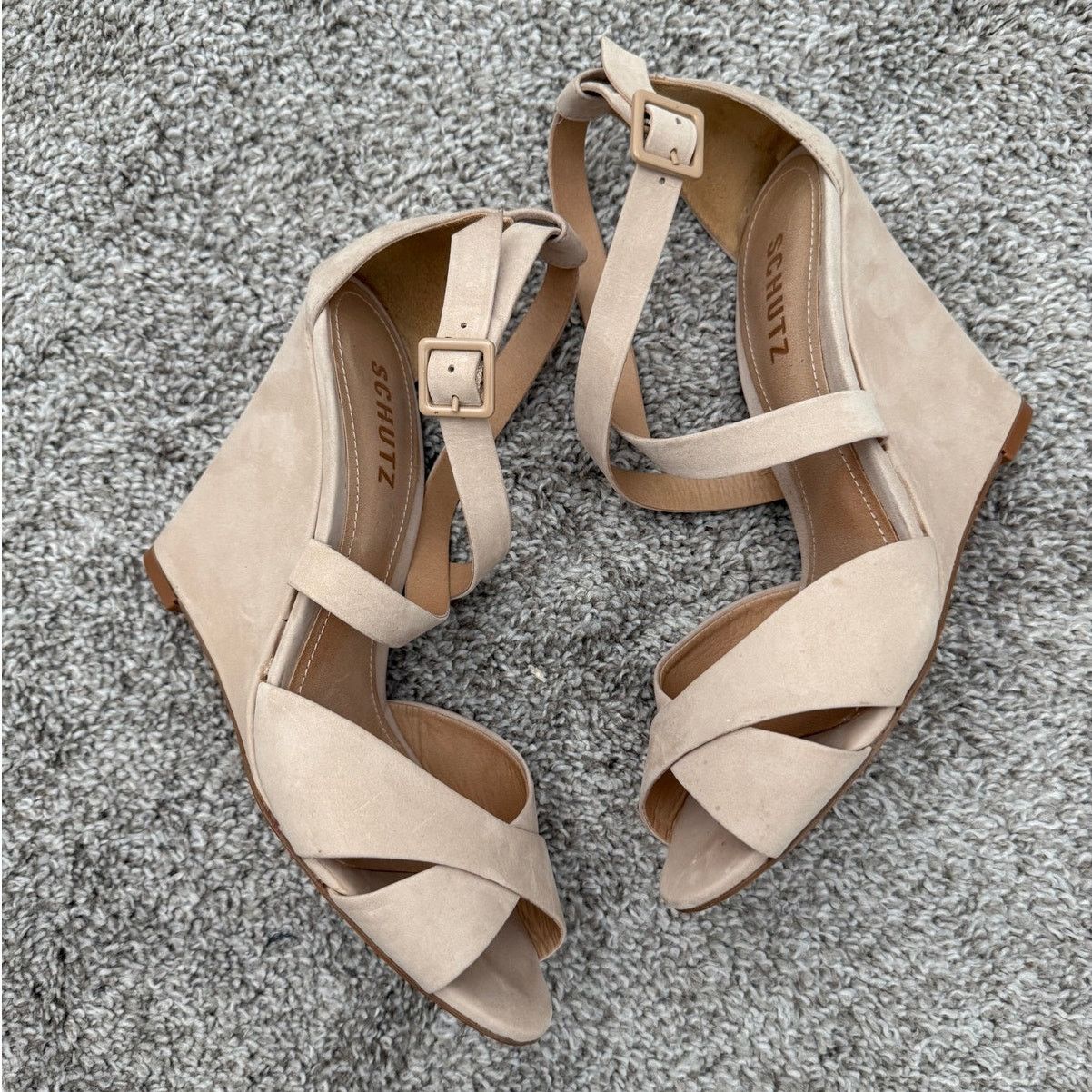 SCHUTZ Schutz Wedge Strappy Sandals Beige Nubuck Size 8 Size US 8 / IT 38 - 11 Thumbnail