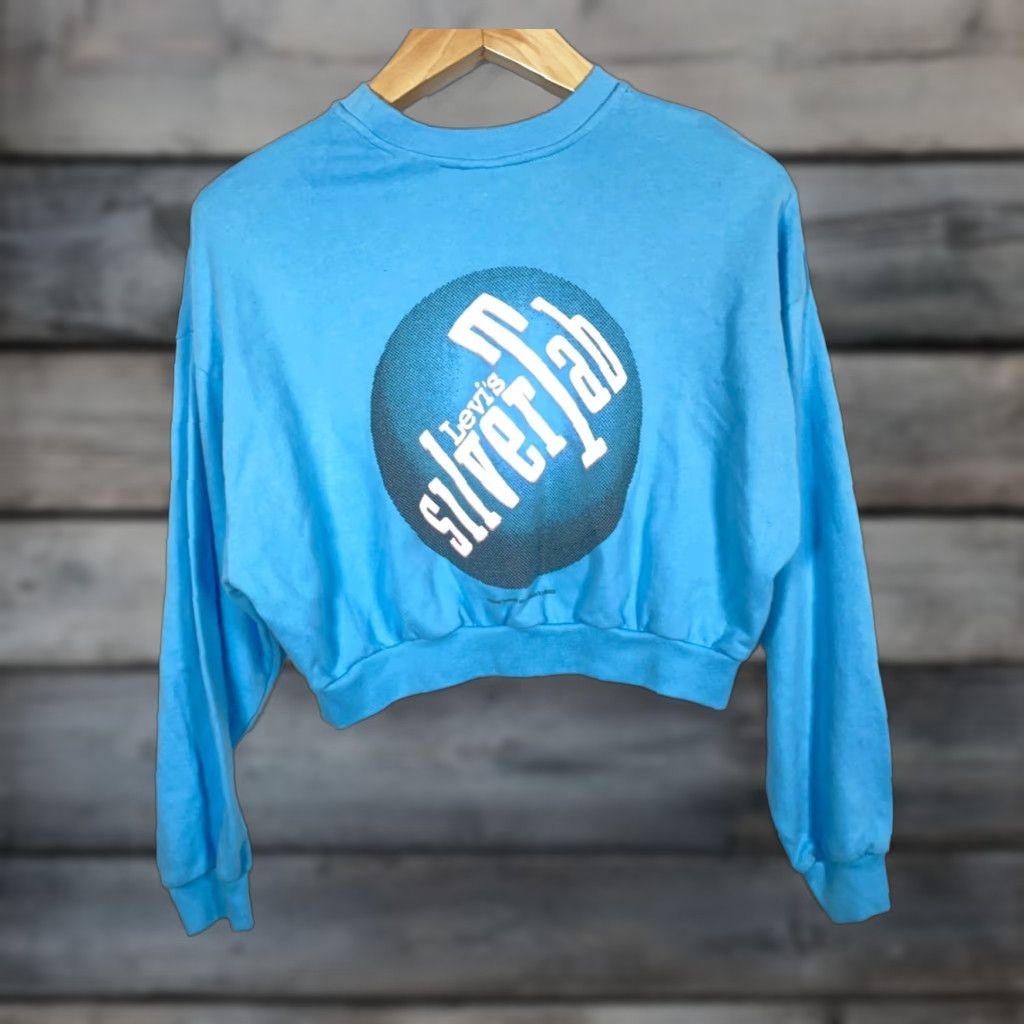 Levi's Levi's SilverTab Cropped Sweatshirt Women's Medium Blue Graphic 90s Retro Size M / US 6-8 / IT 42-44 - 1 Thumbnail