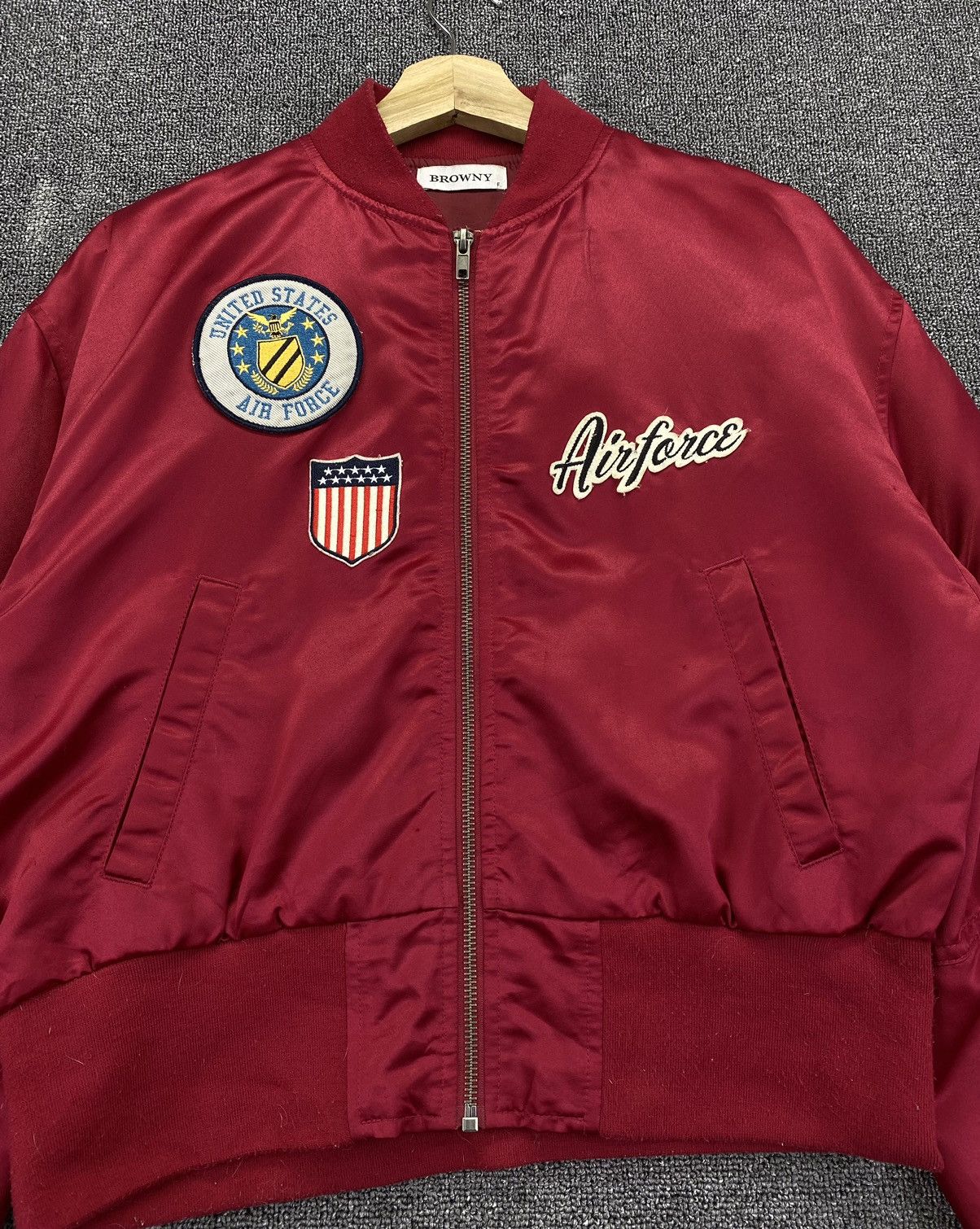Japanese Brand Vintage Browny U.S Air Force Military Red Bomber Jacket Size M / US 6-8 / IT 42-44 - 16 Thumbnail