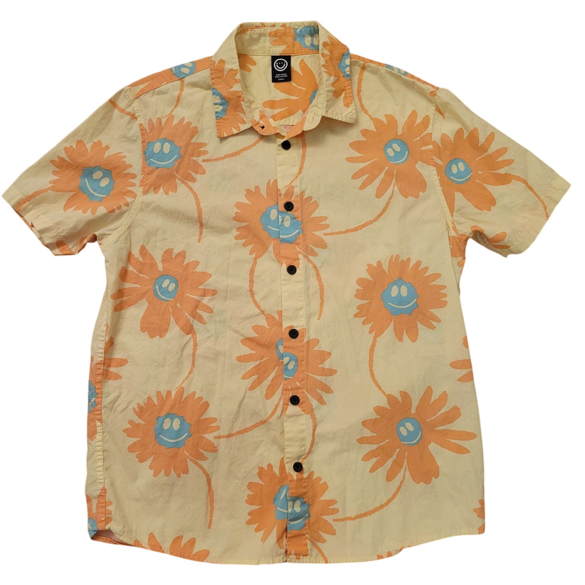 NEFF Neff Smiley Face Floral Short Sleeve Button Up Shirt S Cotto Size US S / EU 44-46 / 1 - 1 Thumbnail