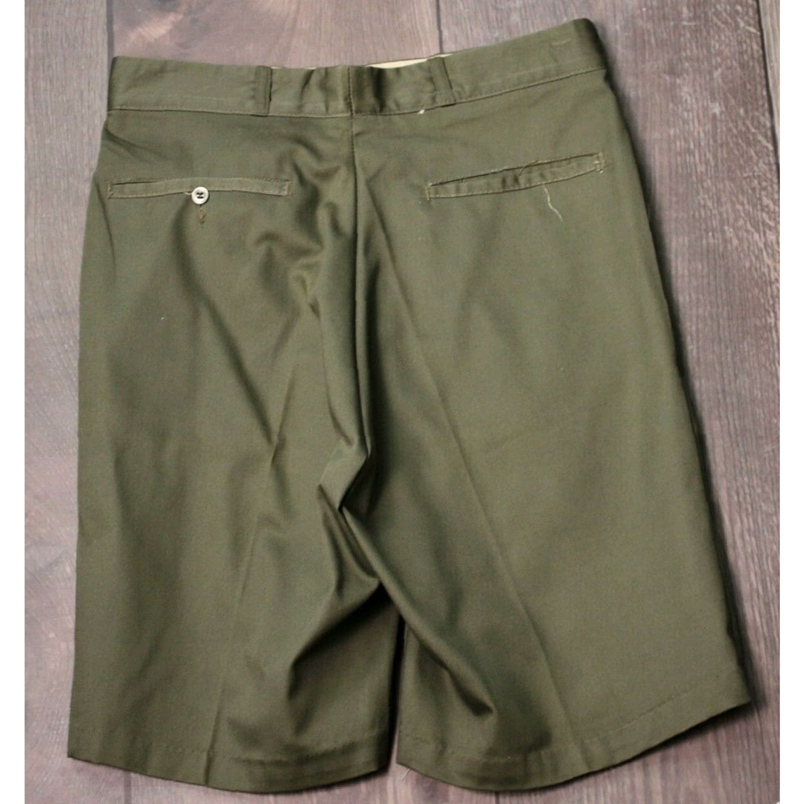 Vintage VTG 1960s Green Cotton Shorts Sz 29 Mens Baseball? 60s Boy's 18 Wash & Wear NOS Cotton Short? Size US 29 - 2 Thumbnail
