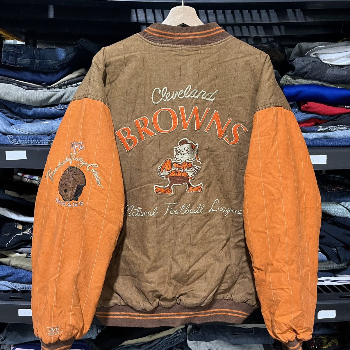 Mirage VINTAGE 90s CLEVELAND BROWNS MIRAGE NFL BOMBER JACKET XL Size US XL / EU 56 / 4 - 9 Thumbnail