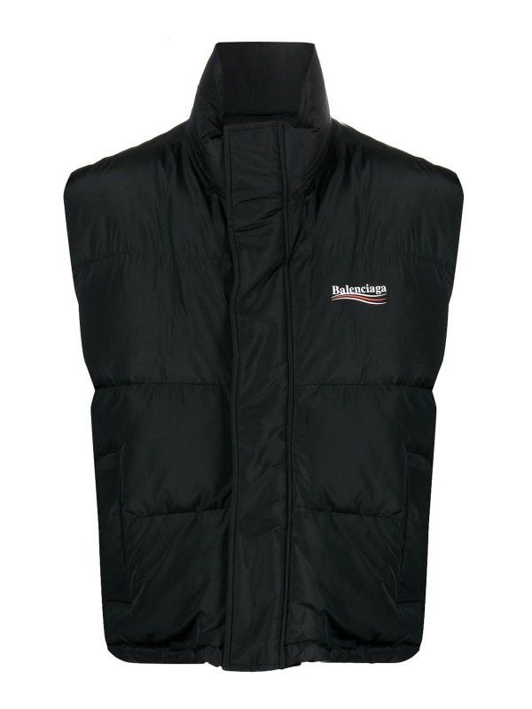 Balenciaga o1mt1gz0226 Political Campaign Cocoon Puffer Gilet In Black Size US L / EU 52-54 / 3 - 1 Thumbnail