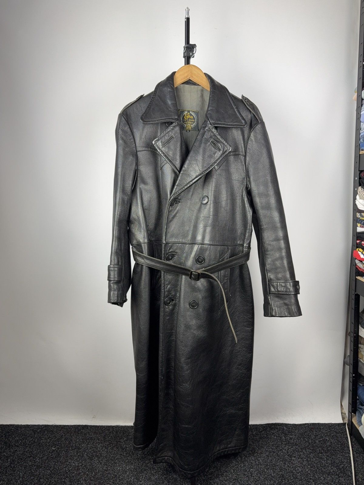 Japanese Brand RARE Avant Garde 90s Opium Archive Heavy Leather Trench Coat Size US L / EU 52-54 / 3 - 3 Thumbnail