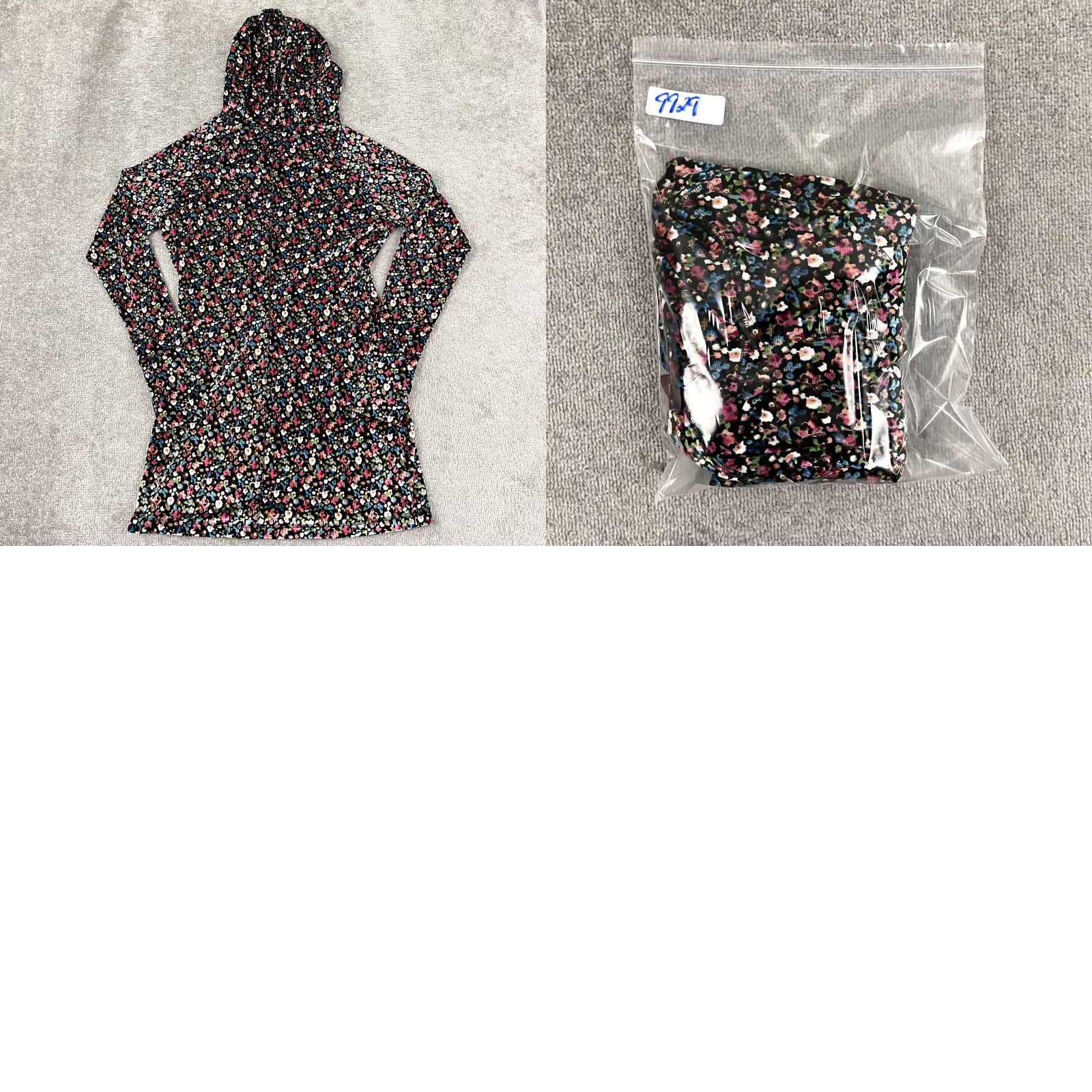 Velvet BETABRAND Jacket Women Medium Floral Velvet Hooded Funnel Neck Tunic Top Stretch Size M / US 6-8 / IT 42-44 - 8 Thumbnail