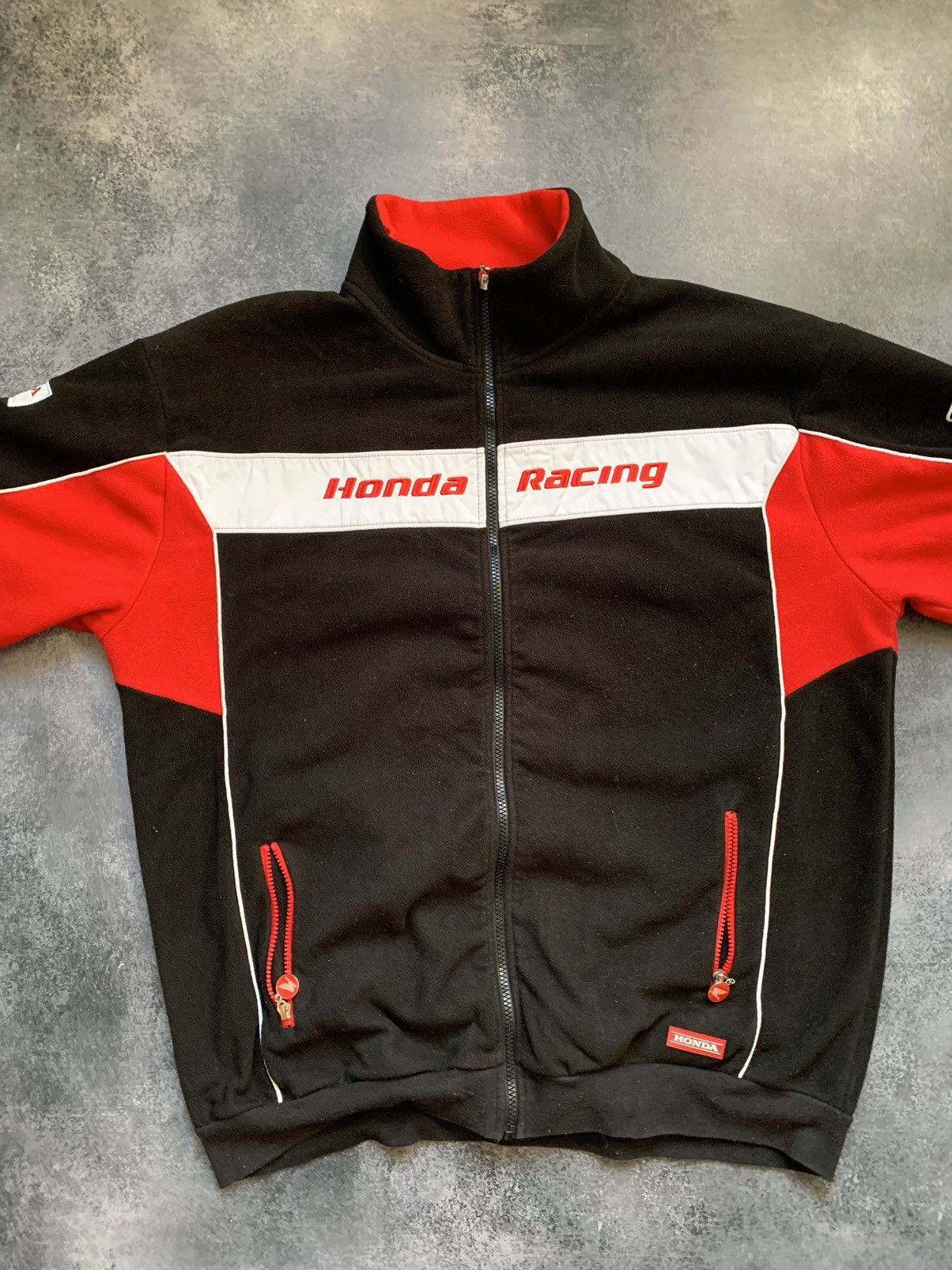 Honda × Vintage Vintage Honda Racing Distressed Fleece Jacket World Racing Size US XL / EU 56 / 4 - 5 Thumbnail