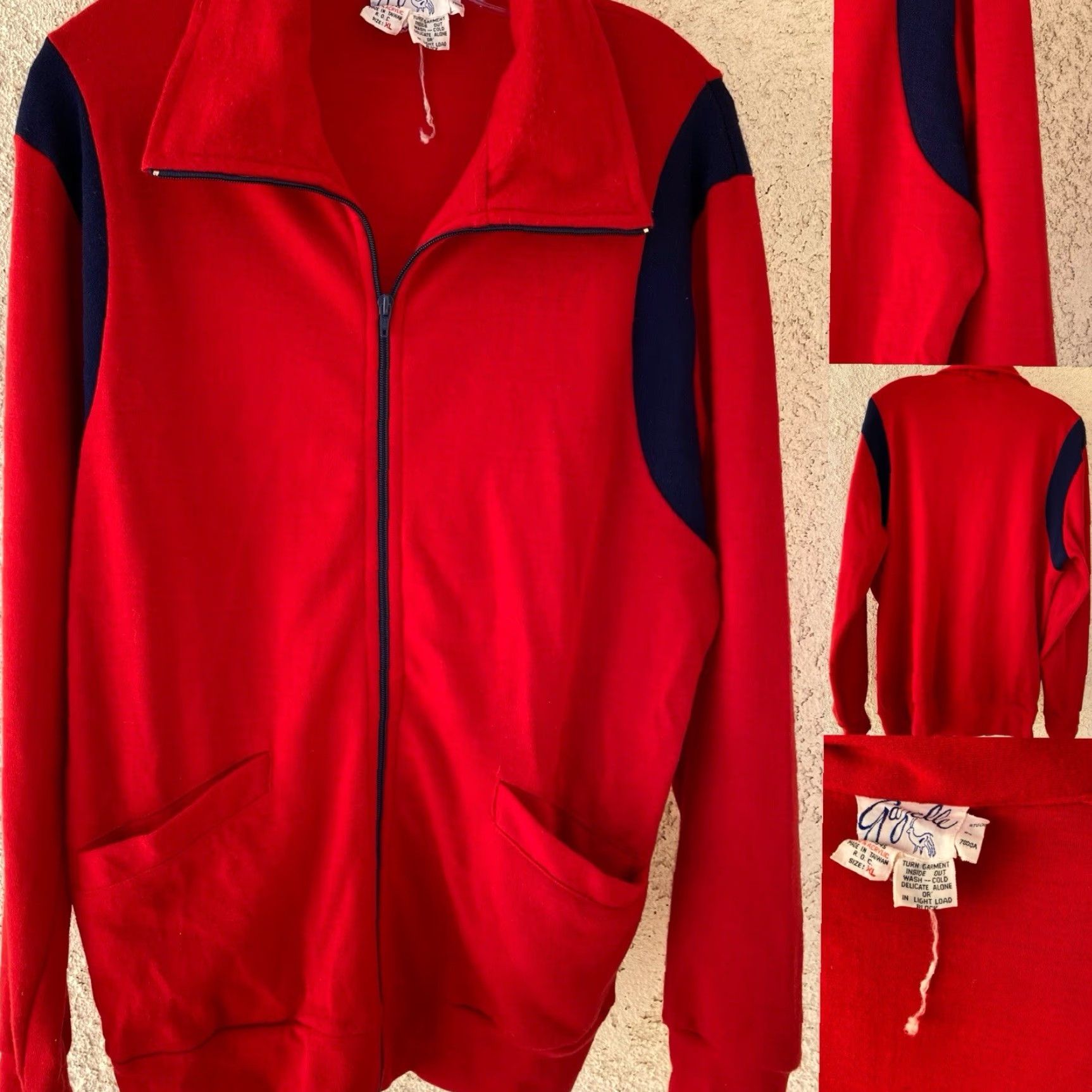 Vintage VINTAGE Gazelle Track Jacket Red XL 70s 80s Full Zip - Acrylic - Men - Stand-Up Collar - Full Zip - Winter Casual Sports Retro Size US XL / EU 56 / 4 - 7 Thumbnail