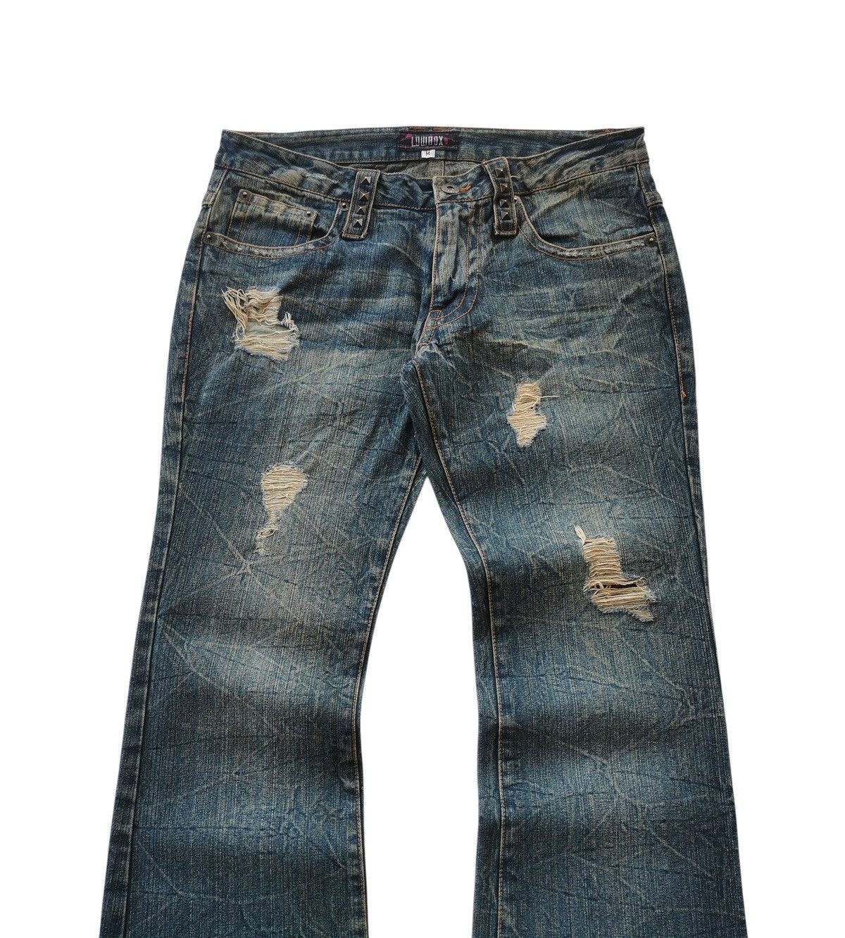 LOWBOX Archival Japanese Punk Studded Flare Jeans Lowbox Size US 31 - 2 Thumbnail