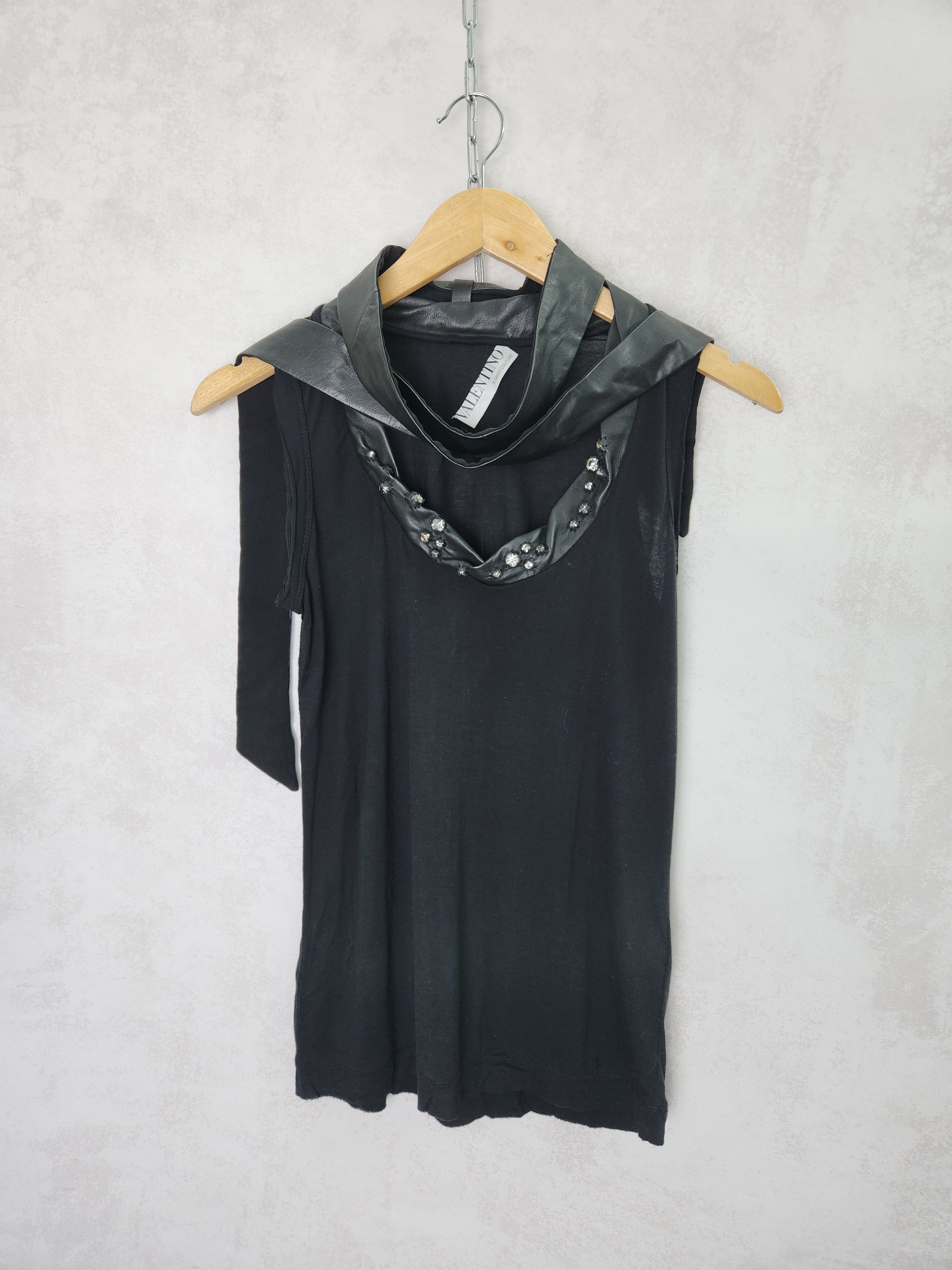 Valentino Valentino T Shirt Couture Viscose Tank Top Leather Neck Size M / US 6-8 / IT 42-44 - 5 Thumbnail