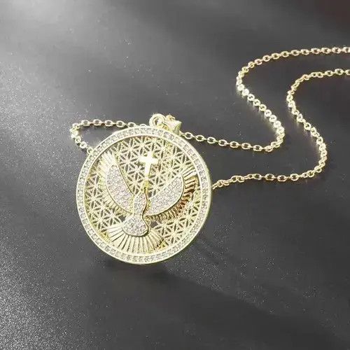 Jewelry Gold Cross & Bird Necklace Size ONE SIZE - 2 Thumbnail