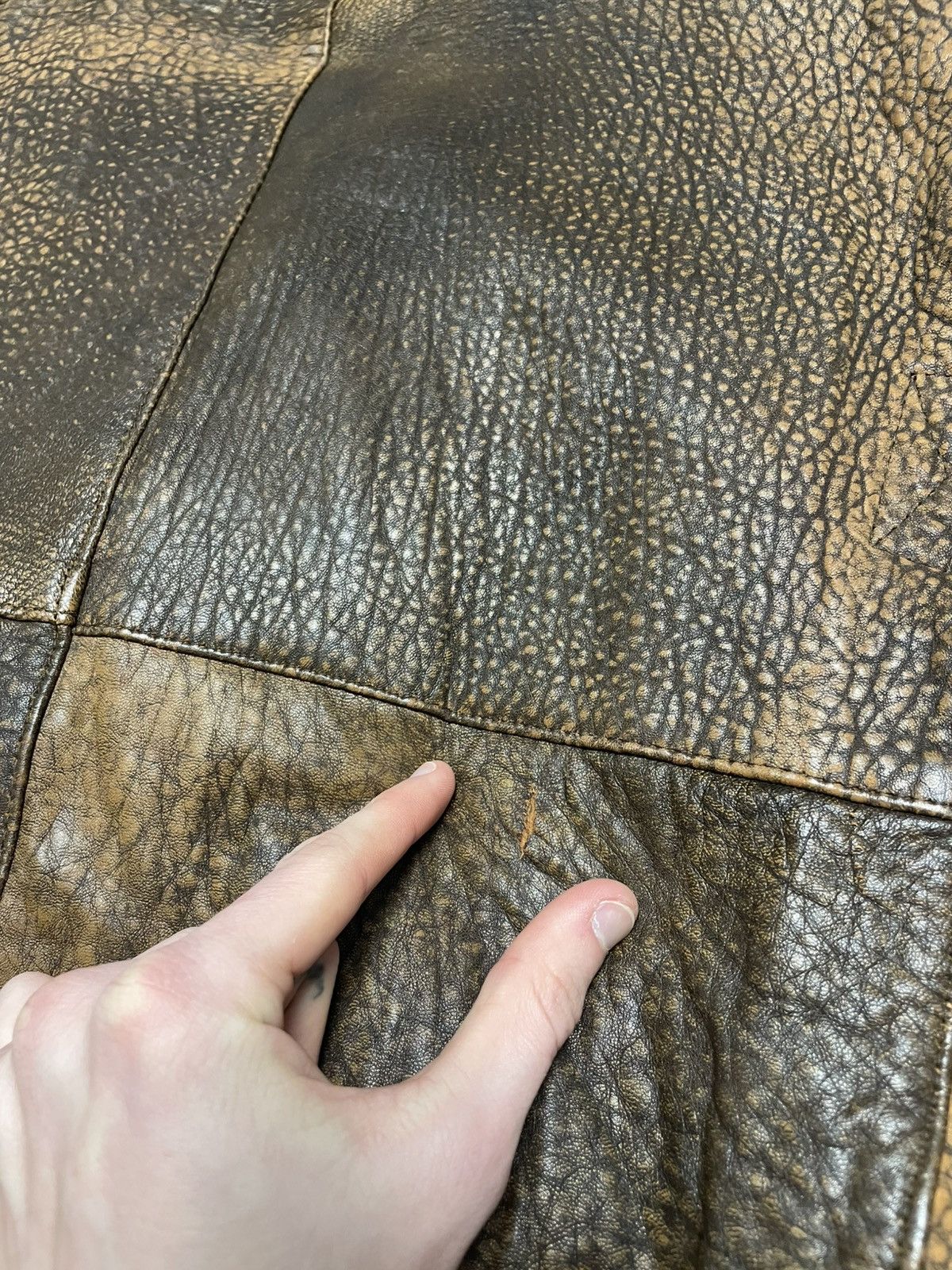 Leather Vintage Leather Brown Patterned Bomber Jacket 90s Size US M / EU 48-50 / 2 - 21 Thumbnail