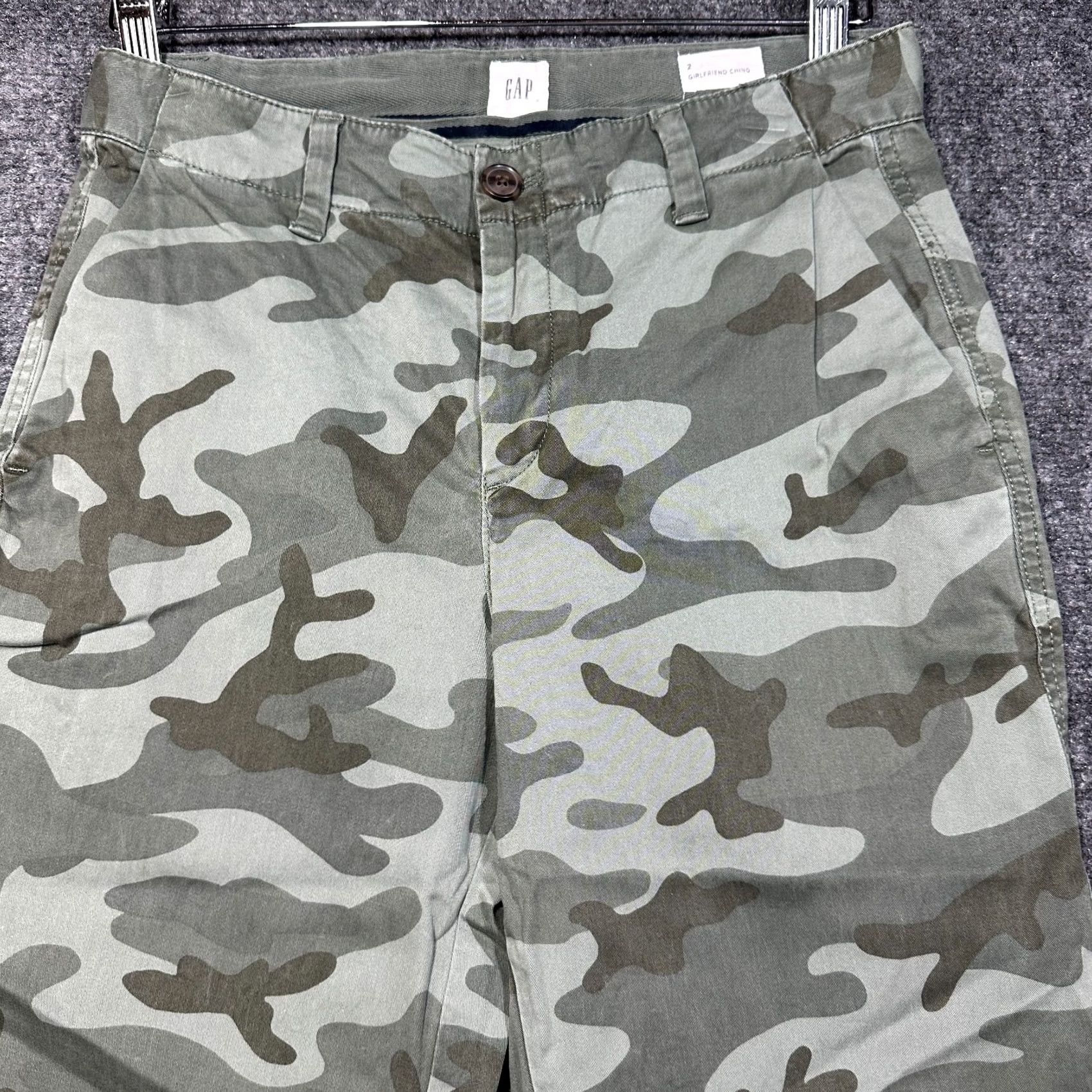 Gap Gap Pants Womens Size 2 Girlfriend Chino Green Camouflage Cotton Stretch Straight Leg Size 26" / US 2 / IT 38 - 3 Thumbnail