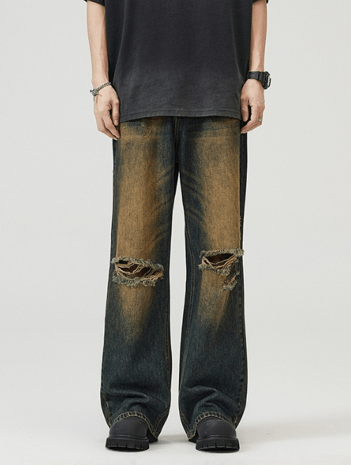Japanese Brand American high street cleanfit distressed washed ripped jeans Size US 32 / EU 48 - 1 Thumbnail
