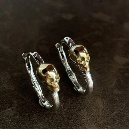 VIBE Golden Skull Head Hoop Earring Size ONE SIZE - 1 Thumbnail
