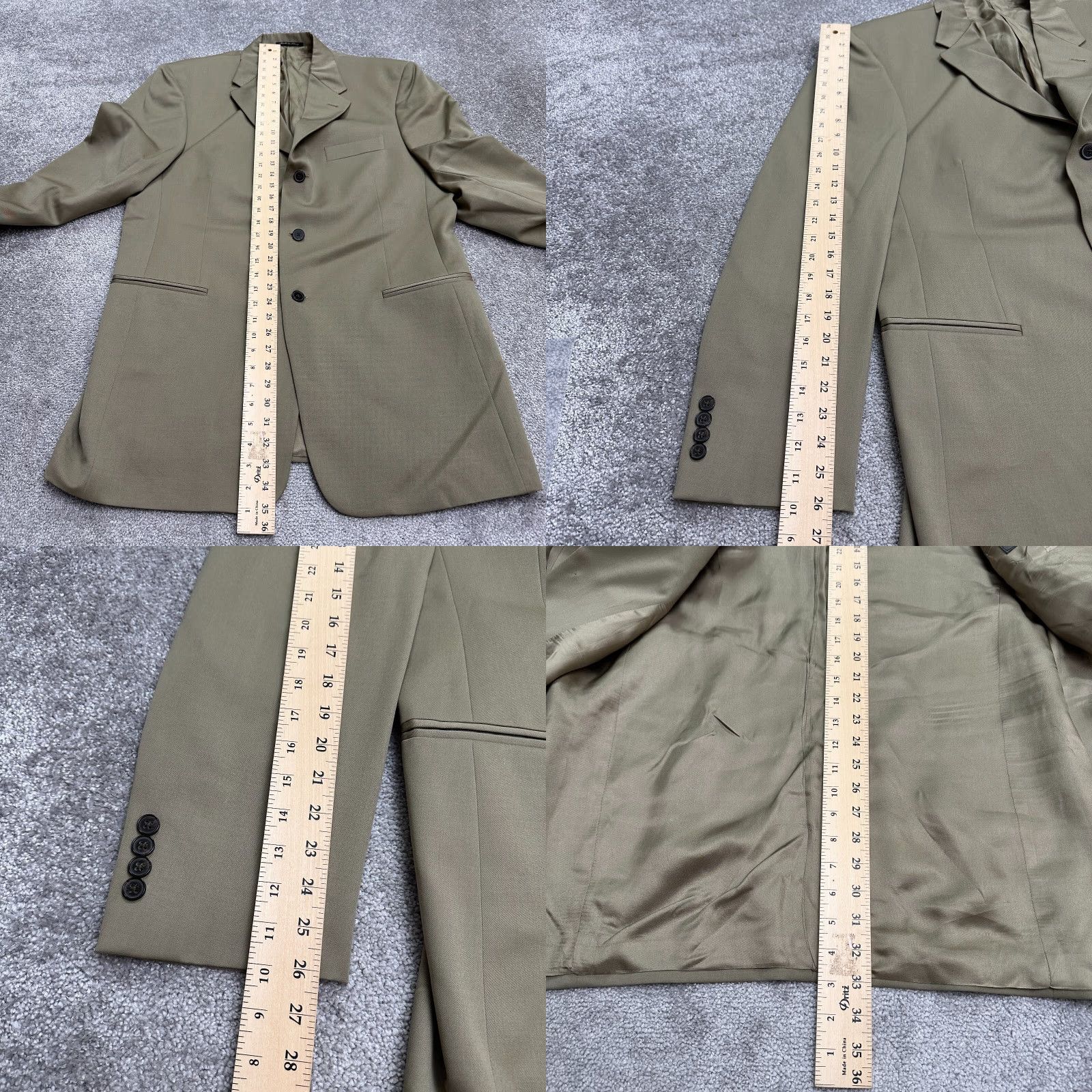 Vintage Lessona Blazer Mens 44L Brown Wool Three-Button Flat Front Single-Breasted Natural Stretch Super 100's Size 44R - 9 Thumbnail