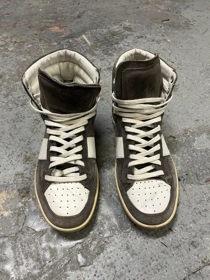Designer × Saint Laurent Paris × Vintage Saint Laurent SL10H Grey & Suede High Shoes by Hedi Slimane Size US 7 / EU 40 - 2 Thumbnail